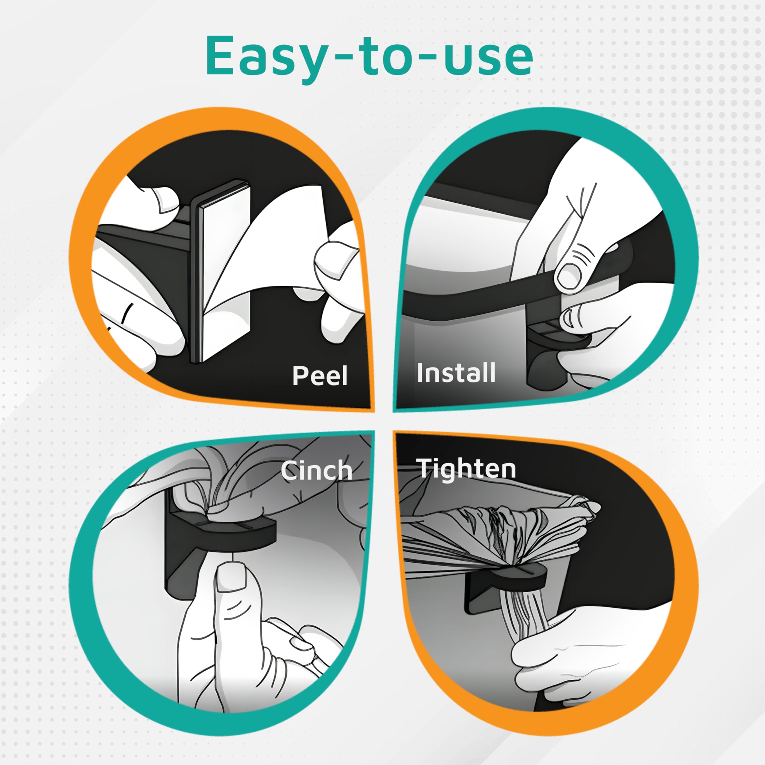 PlasticMill Trash Bags Cinch - White 6 Pack | Secure Garbage Bags in Place | Compatible with Most Trash Cans (Not for Some Drawer/Compactor Models) | Ideal for Kitchen, Bathroom & Office Waste Disposal