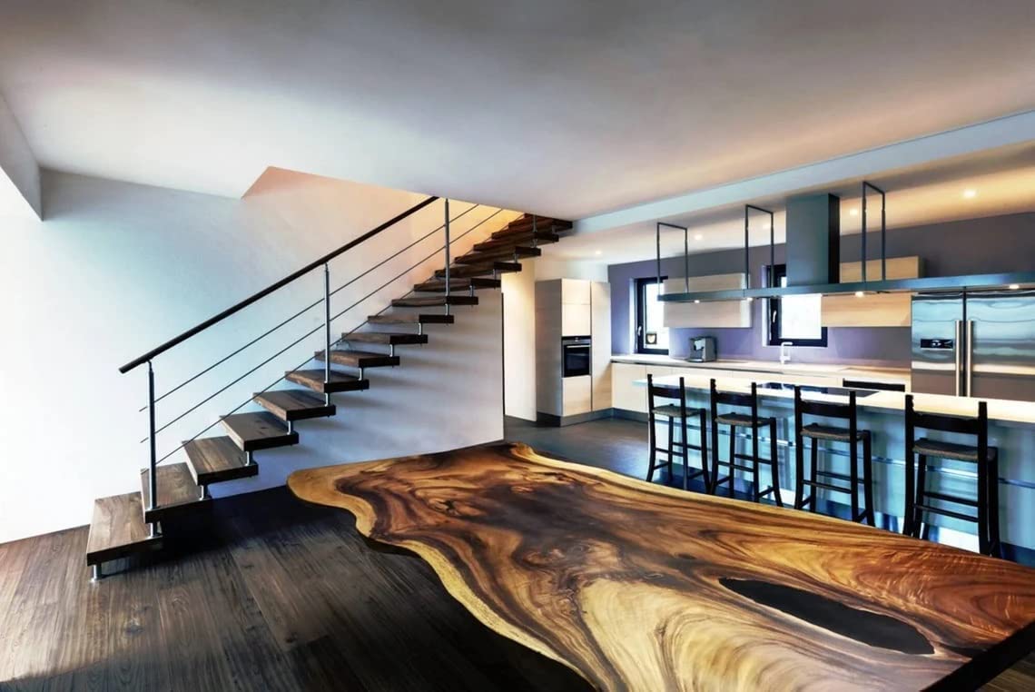 Custom Epoxy Resin Dining Table for 2-8 People - Handmade Wood & River Design Coffee Table Top - 36