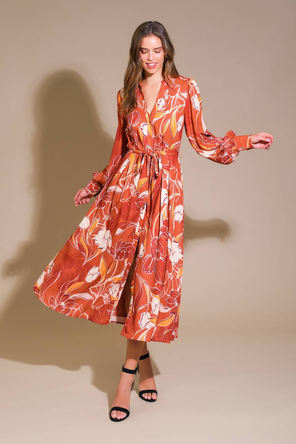 Blooming Radiance Woven Midi Dress for Women - Floral Print Summer Dress for Beach, Party & Wedding Occasions