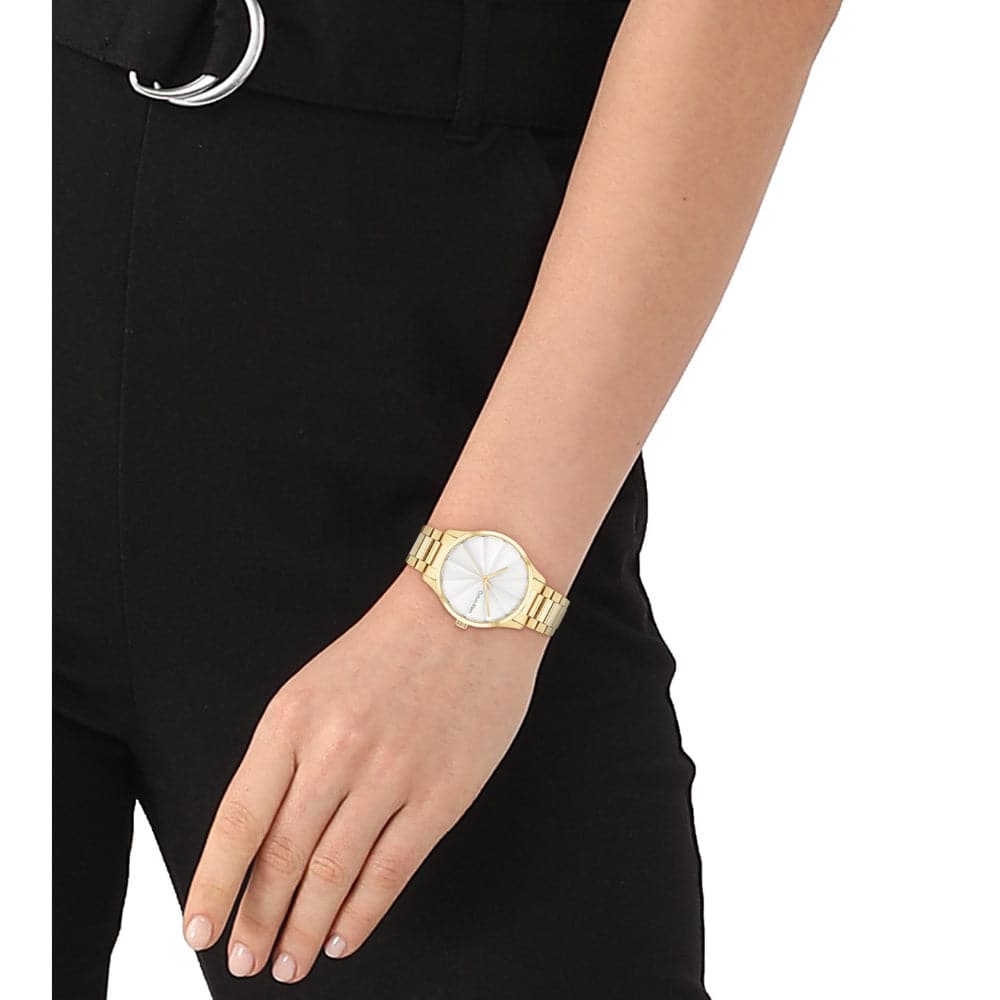 Calvin Klein Women's Watch with Silver Dial & Gold Stainless Steel Strap - Model 25200232 | Elegant Fashion Accessory for Office, Party & Everyday Wear