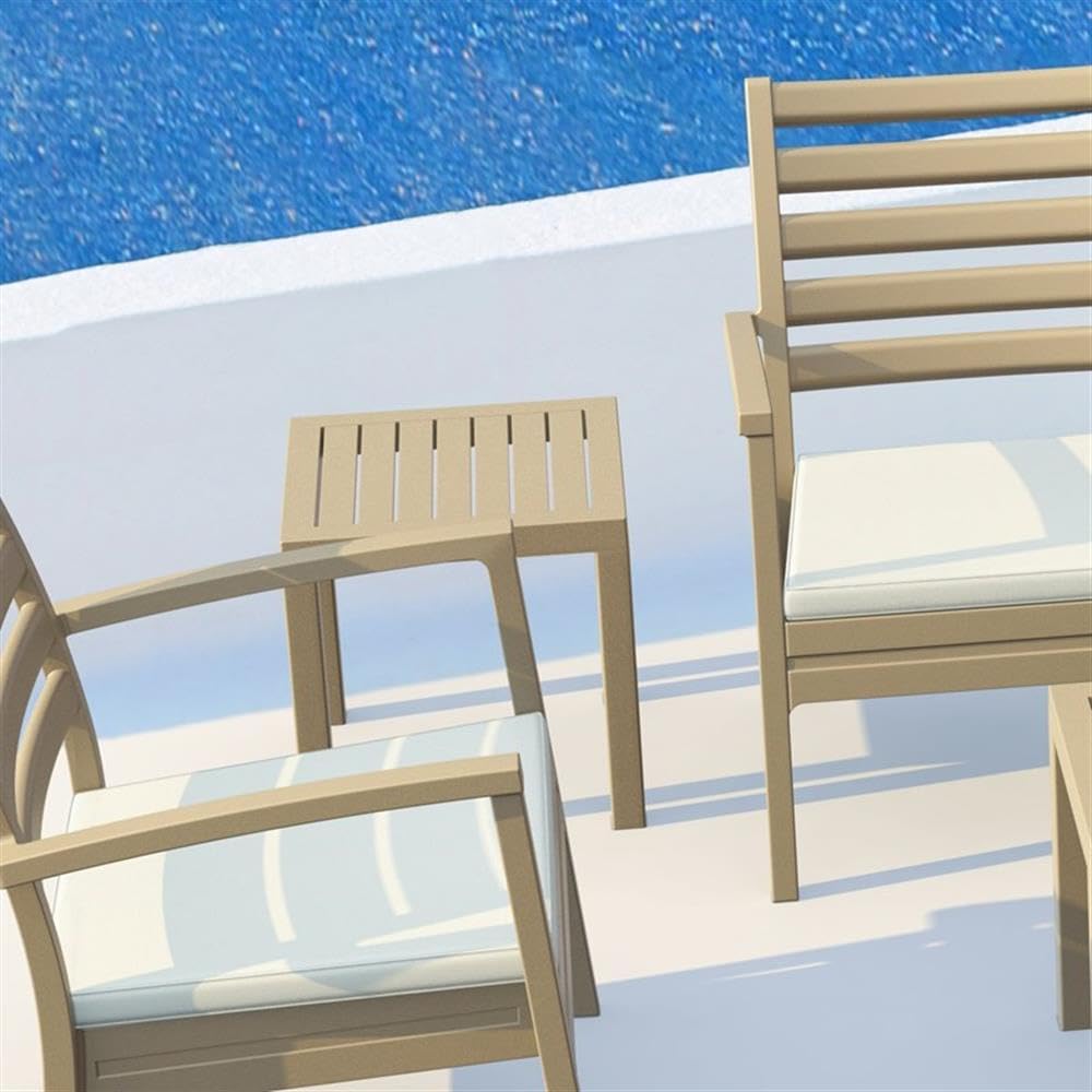 Home Square 2-Piece Square Resin Outdoor Side Table Set in Dove Gray - Perfect for Patio, Deck, Poolside & Garden Decor