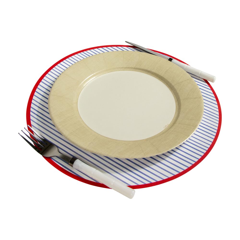 Caspari Flags and Hydrangeas Round Paper Placemats - 24 Count Set for Elegant Table Settings, Dinner Parties, and Seasonal Decorations