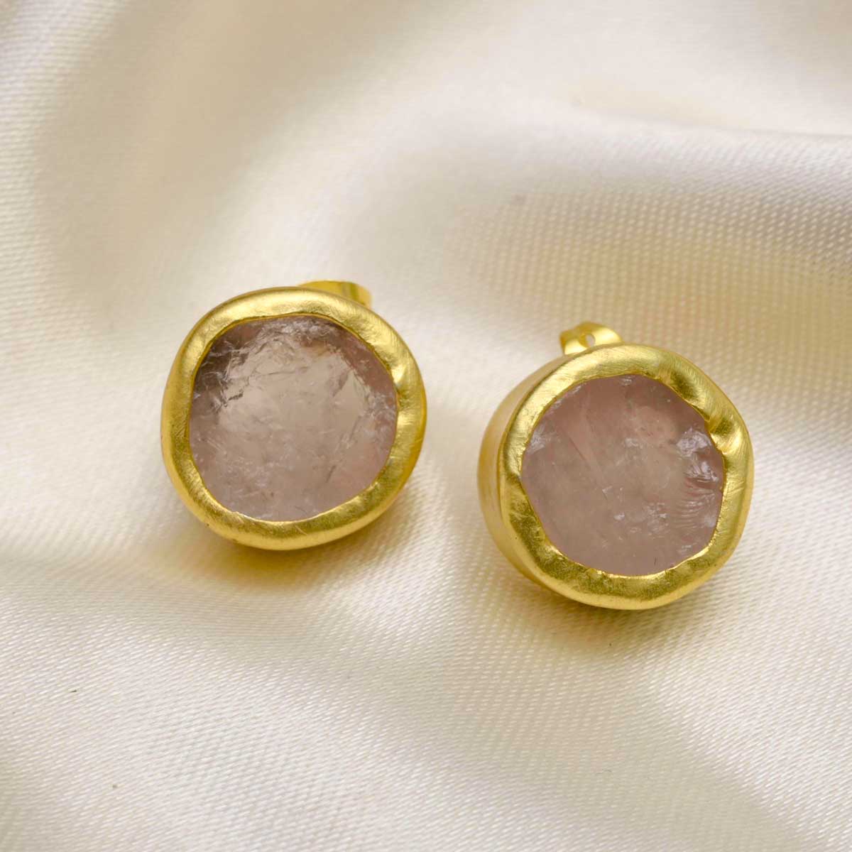 Rose Quartz Gold Stud Earrings – Elegant & Dainty Jewelry for Women – Perfect for Everyday Wear, Gifts & Special Occasions
