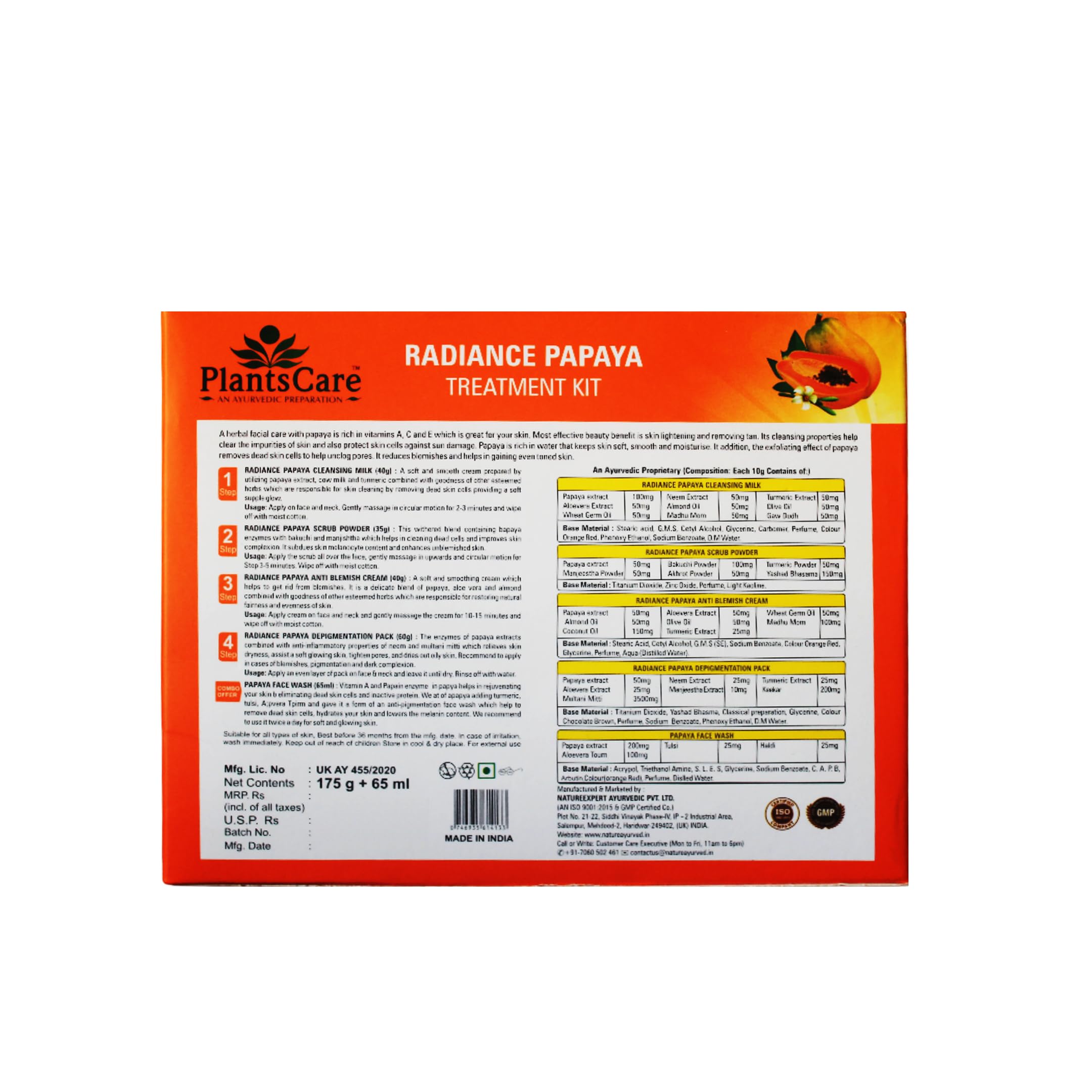 Best Plants CareRadiance Papaya Treatment Kit 165g+65ml for Hair Repair & Nourishment - Perfect for Damaged, Dry & Frizzy Hair at Home Salon