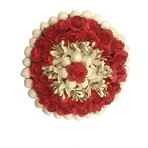 Stylish Red Paper Flower Gajra Hair Accessories for Women & Girls - Perfect for Weddings, Parties & Indian Festivals