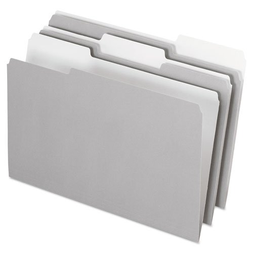 1/3 Cut Top Tab Legal Interior File Folders - Gray, 100/Box - Office Organization & Document Storage Solution for Home, School, and Business Use