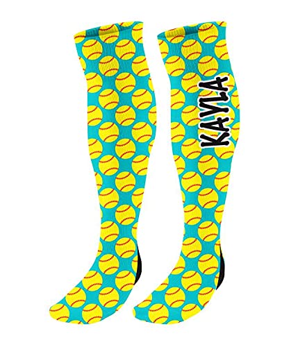 FAN STAR Custom Softball Knee High Socks - Personalized Fastpitch Socks with Background Options - Perfect for Games, Practices & Team Spirit