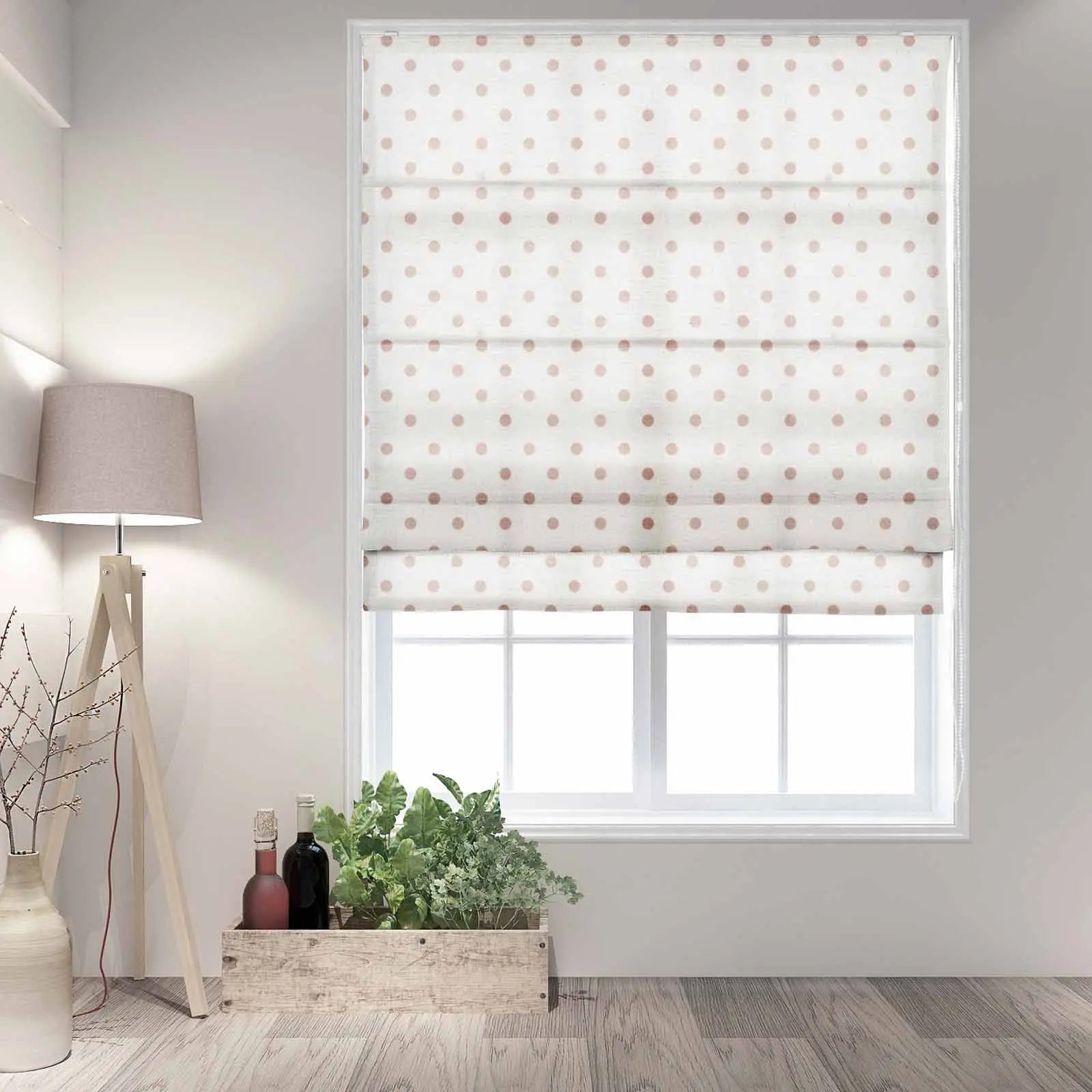 Stefana Silver Printed Roman Shade Cord Lift - Elegant Window Treatment for Living Room & Bedroom