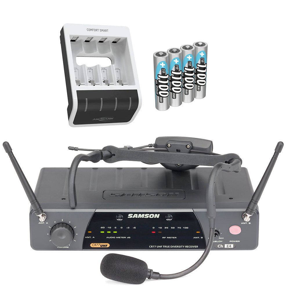 Samson Airline 77 Wireless Headset with Rechargeable Battery & Charger - Professional Studio Headphones for Podcasting, Gaming & Music Recording