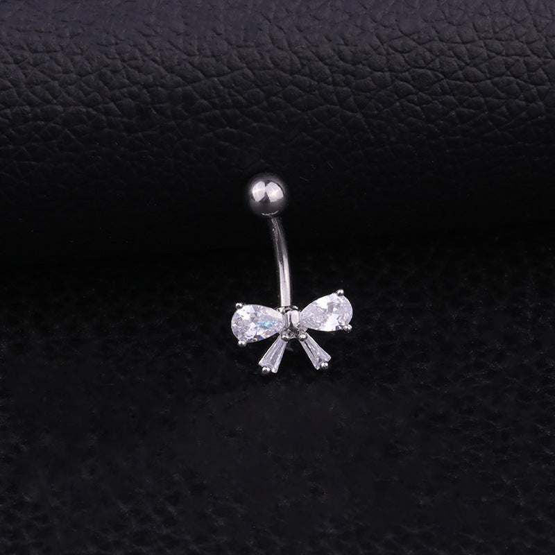 Surgical Steel Bowknot Belly Button Ring - HSBR18609 | Hypoallergenic Navel Piercing Jewelry for Women, Perfect for Everyday Wear & Special Occasions