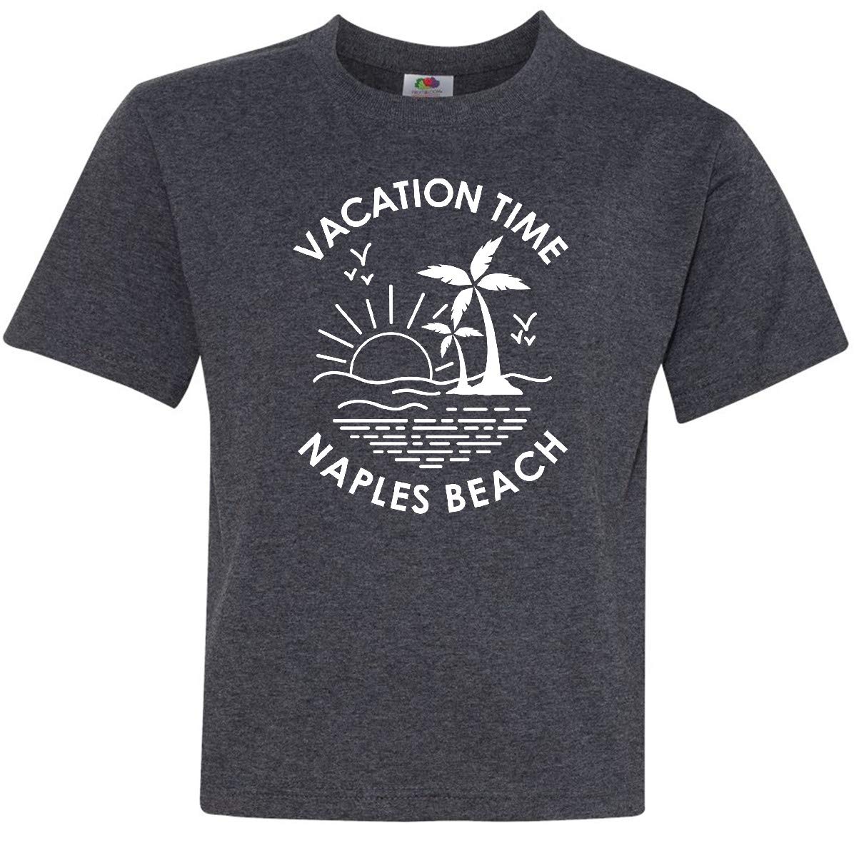 Inktastic Vacation Time in Naples Beach Youth T-Shirt - Fun Summer Graphic Tee for Kids | Beach Trip Outfit | Casual Wear for Boys & Girls
