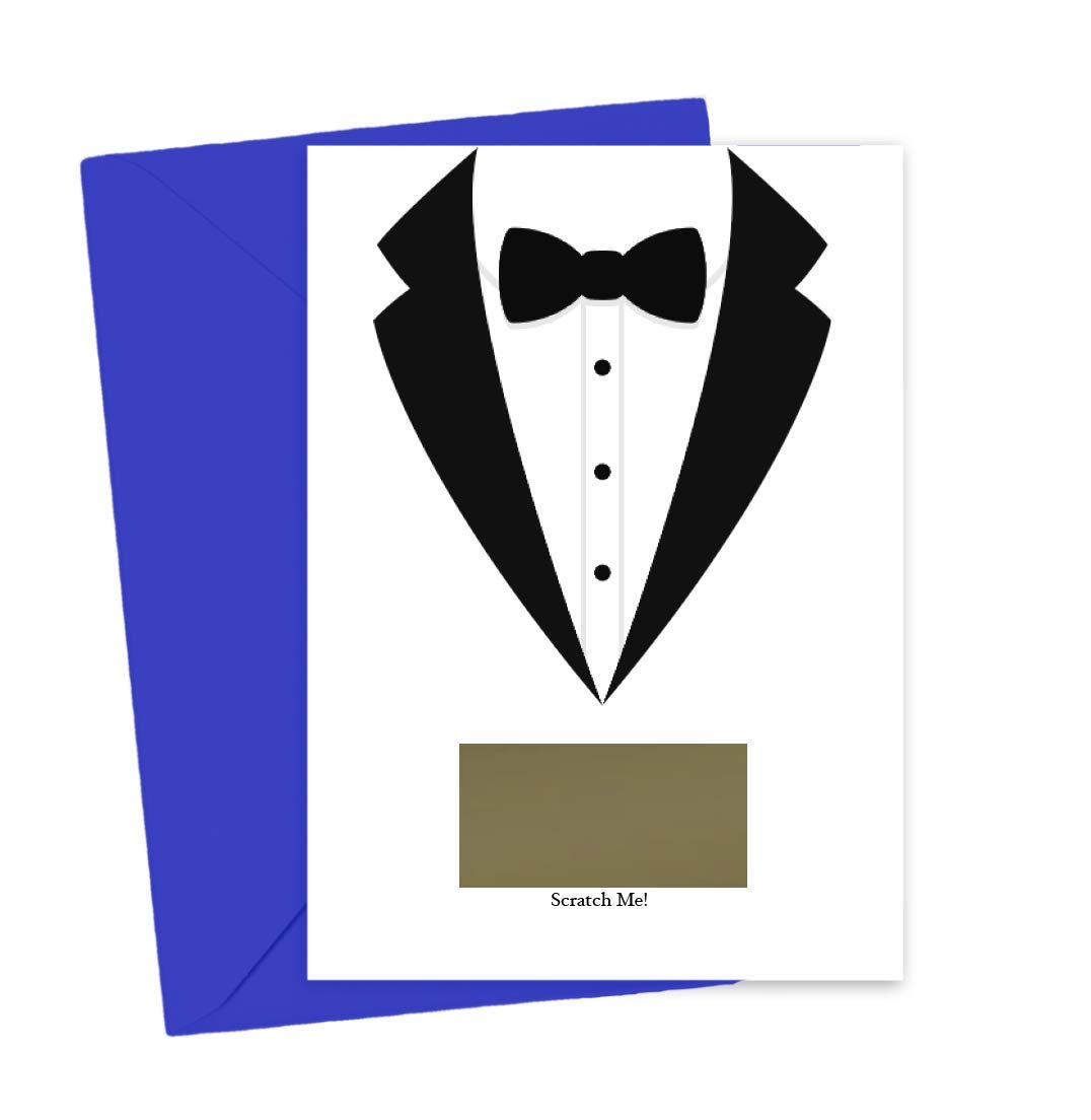 Junior Groomsman Proposal Card - 'Will You Be My Groomsman?' Scratch Off Invitation for Brother, Nephew, Son, Friend & Godson - Perfect Wedding Party Invite from Bride & Groom (Tuxedo Theme) - Great for Bridal Showers, Rehearsal Dinners & Wedding Planning