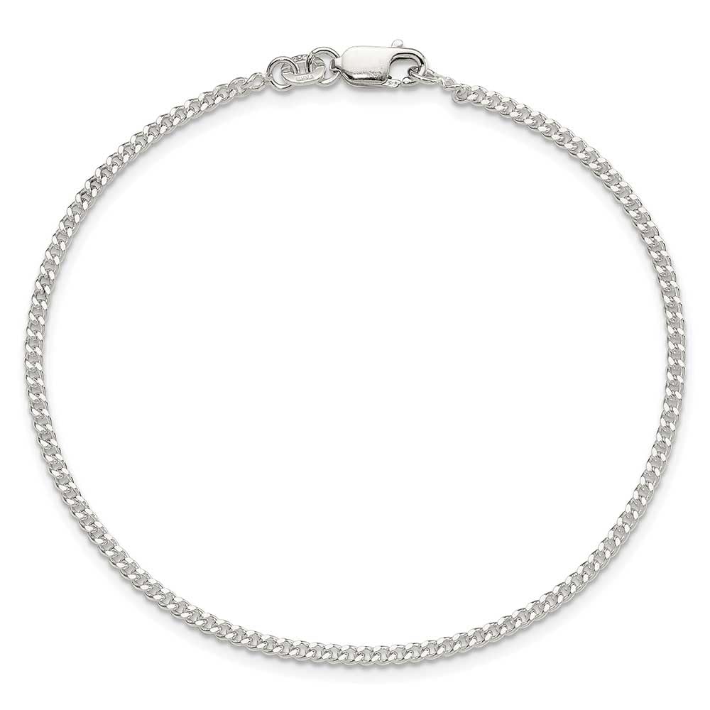 2mm Sterling Silver Curb Chain Anklet Bracelet for Women - Elegant Foot Jewelry for Beach, Party & Everyday Wear
