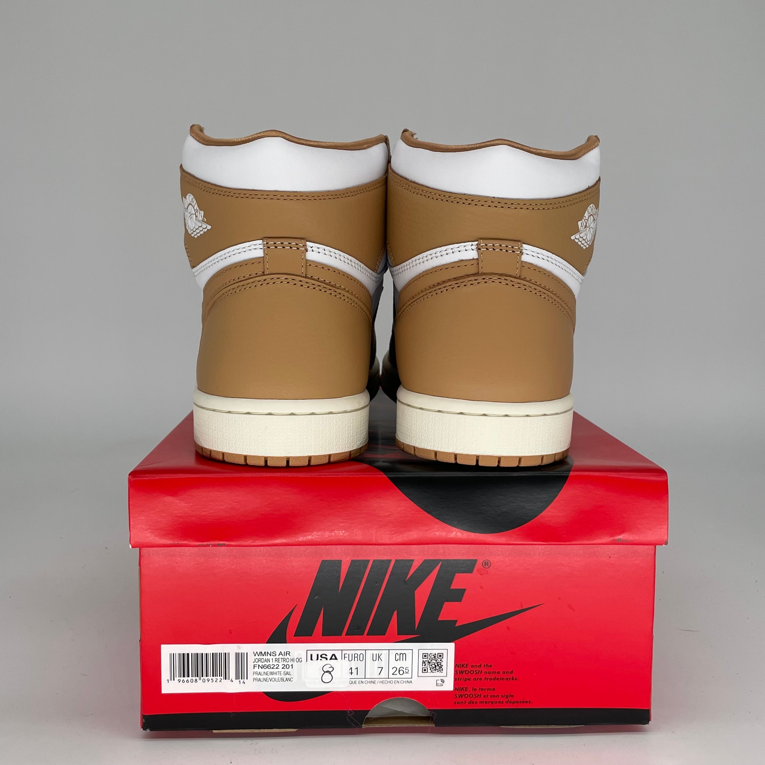 Original Air Jordan 1 Praline Women's Sneakers Size 8/9.5W (FN6622-201) - Retro Basketball Shoes for Women, Streetwear Fashion & Casual Wear