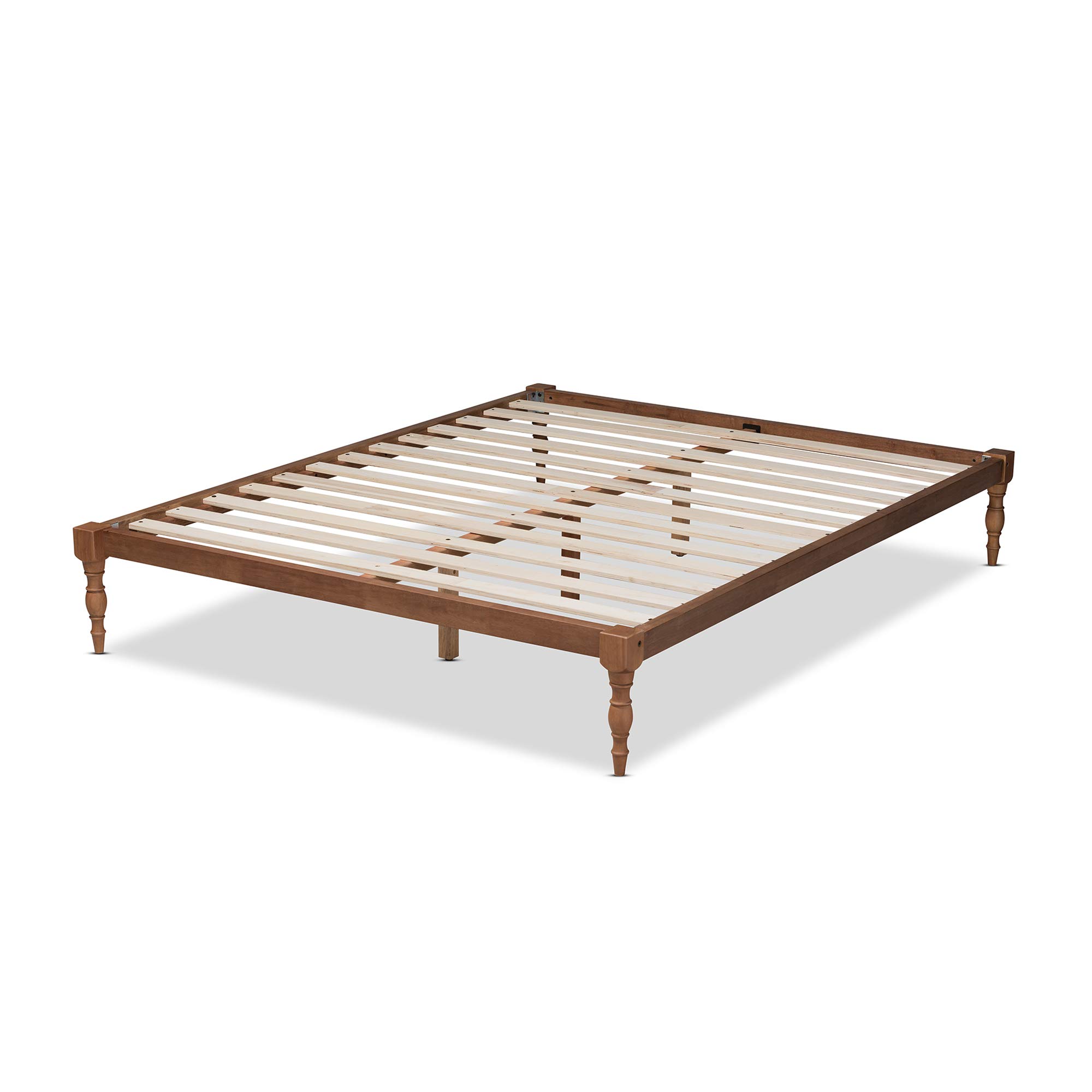 Baxton Studio Double Bed Frame in Brown - Sturdy Wooden Platform Bed with Slat Support for Bedrooms, Guest Rooms & Apartments