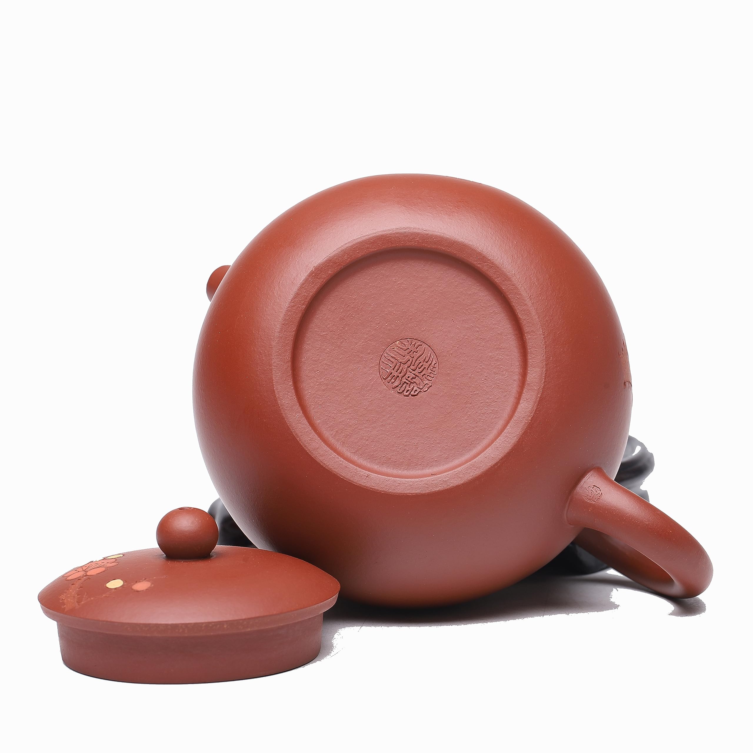 Handmade Yixing Zisha Teapot Set - 11.3oz Authentic Zhuni Red Clay Xishi Teapot with 4 Cups | Chinese Gongfu Tea Ceremony, Home Tea Brewing, Gift for Tea Lovers