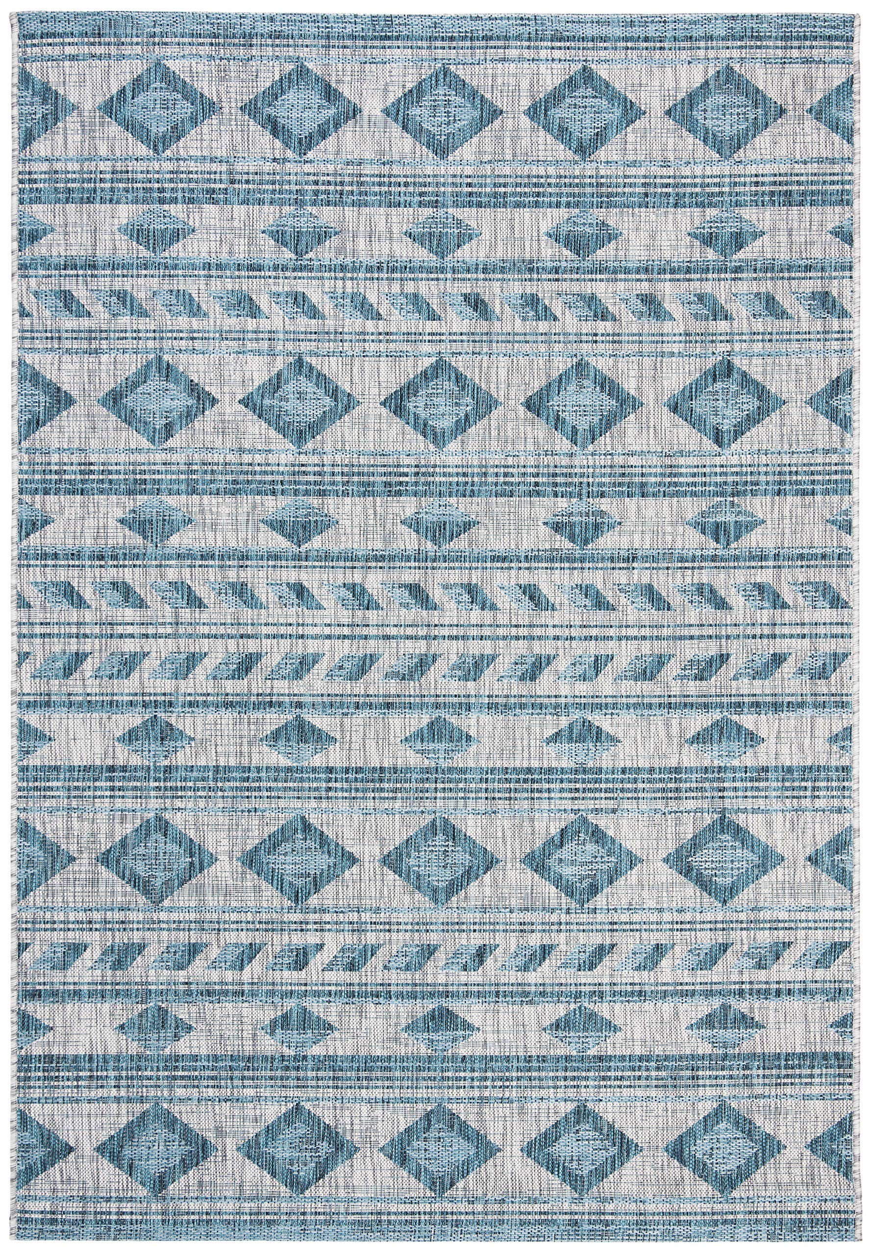 SAFAVIEH Courtyard Collection 8' x 11' Grey/Teal Indoor Outdoor Waterproof Area Rug - Easy Clean, Stain Resistant for Patio, Backyard, Mudroom & High Traffic Areas