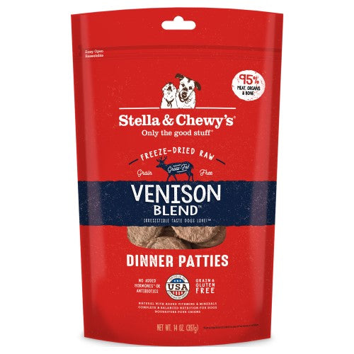 Premium Freeze-Dried Venison Blend Dog Food Patties by Stella & Chewy's - Grain-Free, High-Protein Raw Dinner for Dogs - Perfect for Training, Travel & Outdoor Adventures