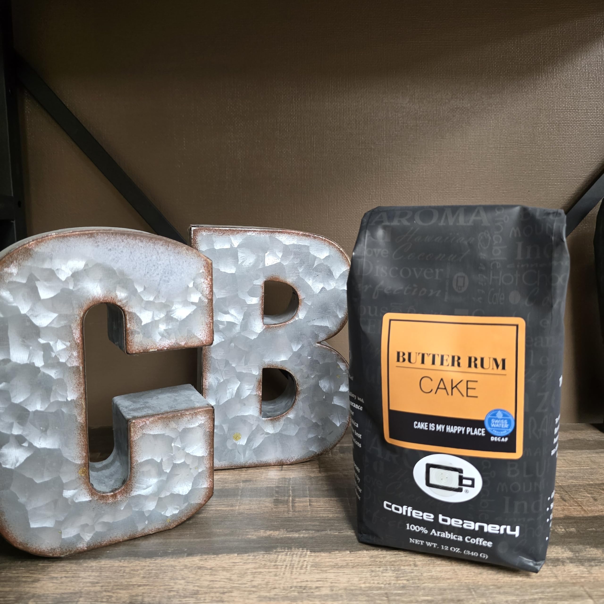 Butter Rum Cake Flavored Decaf Coffee | Specialty Arabica Medium Roast | 12oz Coarse Ground | Perfect for Holiday Gifts & Cozy Winter Mornings