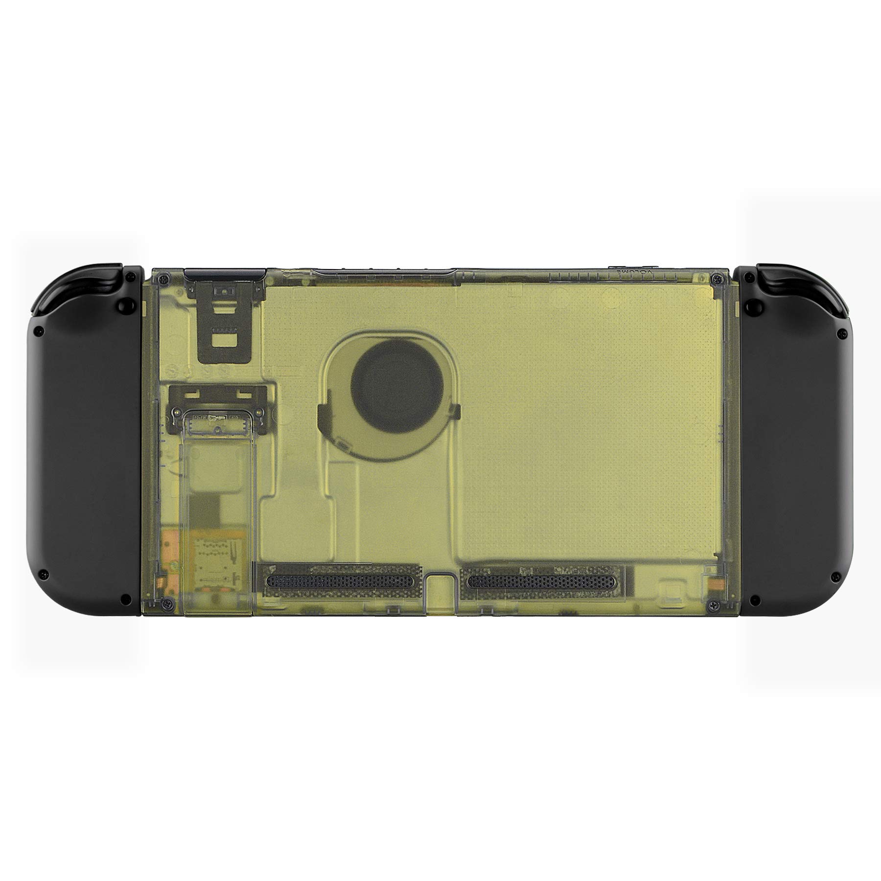 eXtremeRate Amber Yellow Nintendo Switch Back Plate Replacement - DIY Housing Shell Case with Kickstand (JoyCon Not Included) | Perfect for Console Customization & Protection