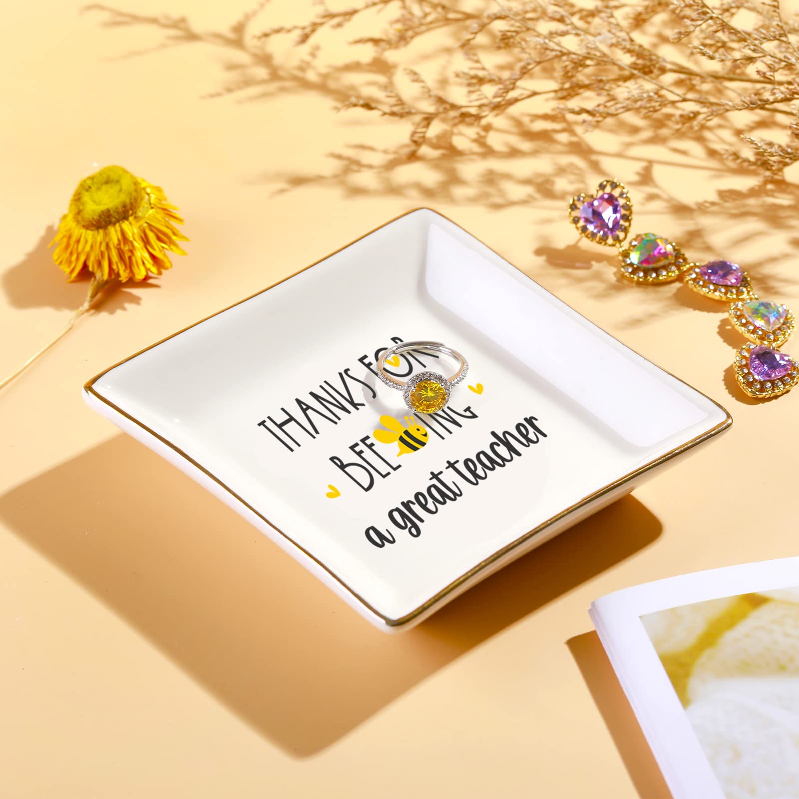 Teacher Appreciation Gifts for Women - Elegant Jewelry Trinket Dish | Perfect Thank You Gift for Teachers, Mothers Day, Birthday, Christmas & End of Year | Thoughtful Present from Students | Ideal for Classroom, Office Desk or Home Decor