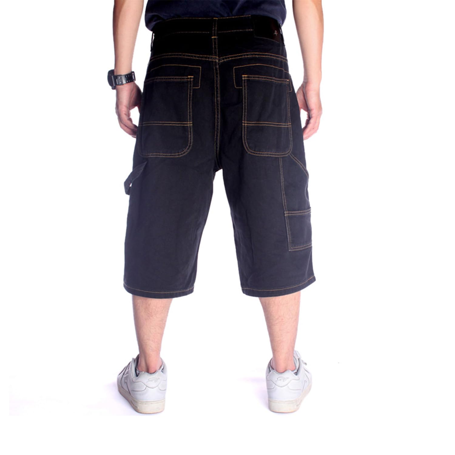 EnllerviiD Men's Loose Fit Carpenter Jean Shorts - Casual Baggy Denim Shorts for Skateboarding & Street Dance | Comfortable Summer Wear for Outdoor Activities