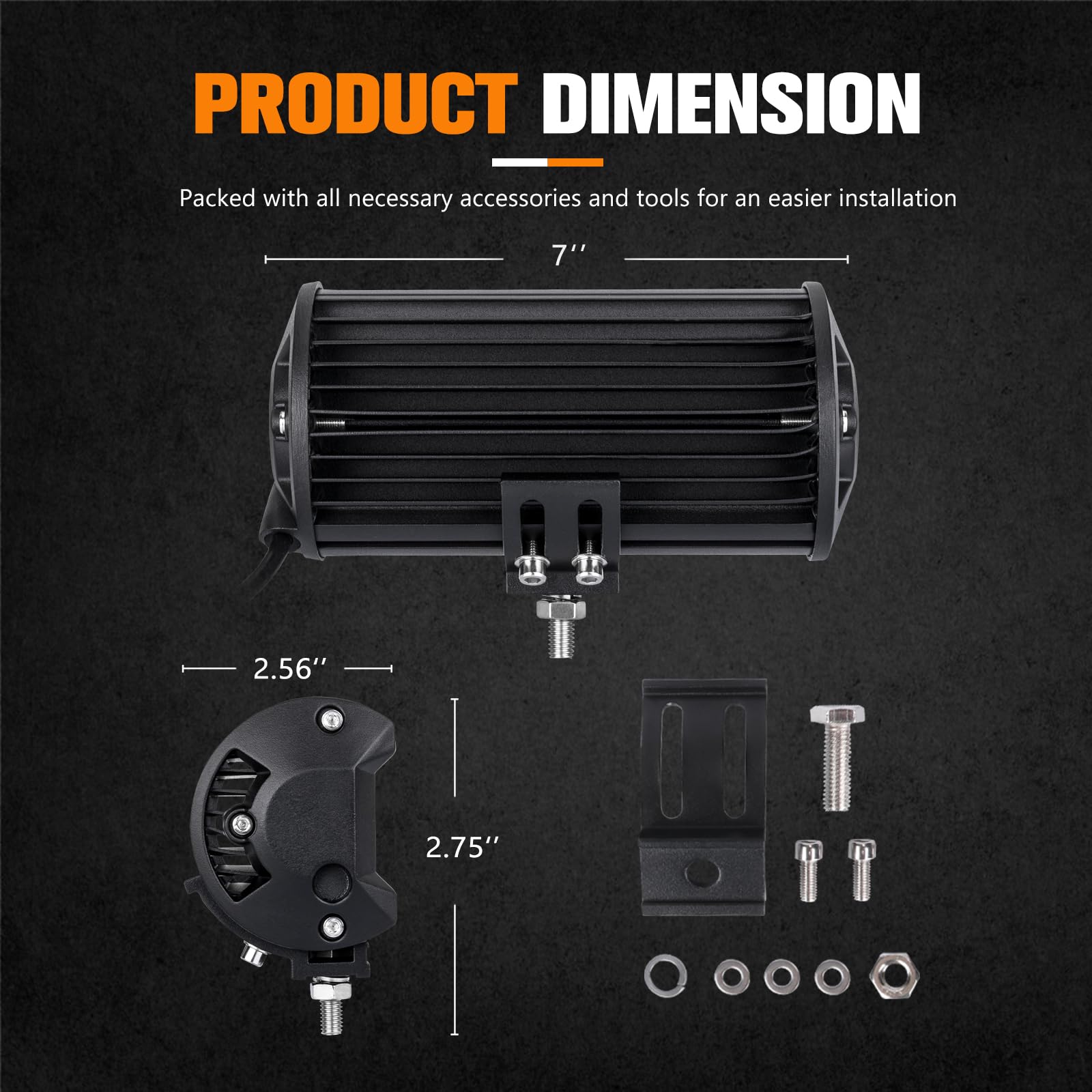 2PCS 7 Inch LED Light Bar for Truck, Boat, ATV, UTV, Marine - 24000LM IP68 Waterproof LED Pods with Spot & Flood Combo Beam - 12V Triple Row Off Road Driving Lights for Work, Camping & Emergency Use