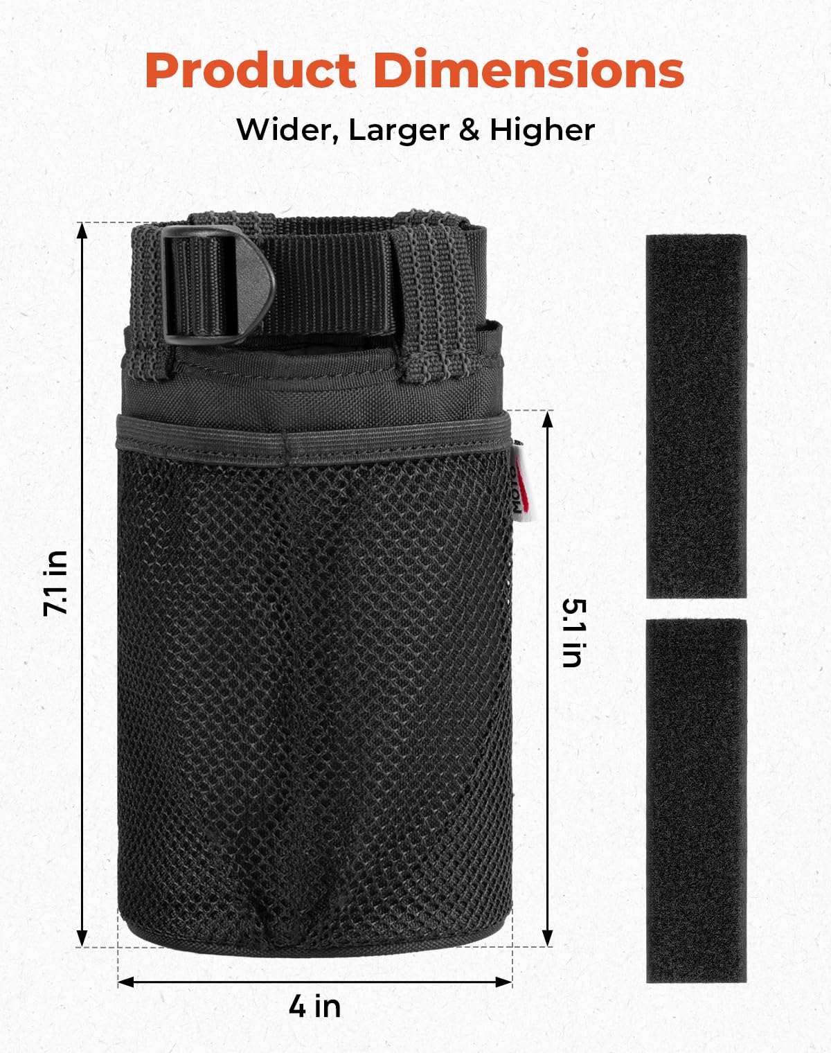 KEMIMOTO 2 Pack Roll Bar Cup Holder with Mesh Pockets & Sticky Straps - Universal for UTV, Wheelchair, Scooter, Walker, Rollator, Bike, Golf Cart & Boat - Perfect for Outdoor Activities, Travel & Daily Use
