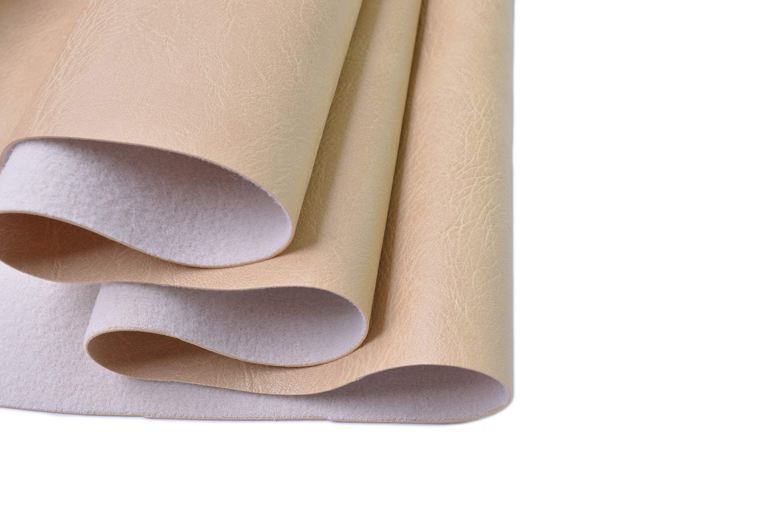 Premium 5-Yard Faux Leather Fabric - Soft PU Leather Upholstery Material for Furniture, Sofa, Chairs & Cushions - Vinyl Leather for Reupholstering Projects (Beige, 5 Yards) - Perfect for DIY Home Decor, Crafting & Furniture Restoration