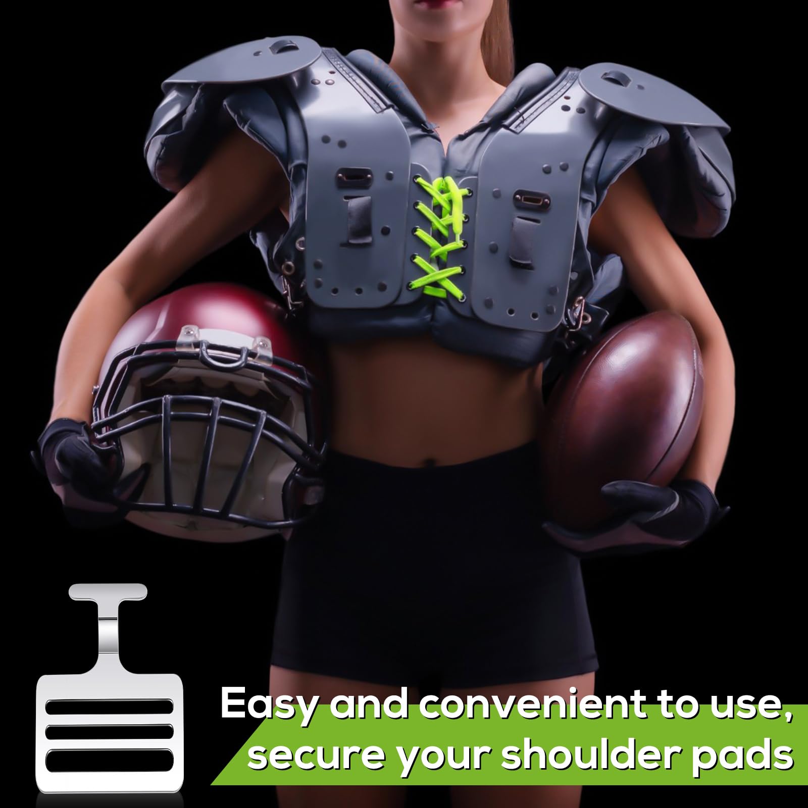 Dunzy T-Hook Shoulder Pads for Football - Silver | Comfortable & Secure Fit for Quarterbacks, Linebackers & Defensive Players | Perfect for Training & Game Day