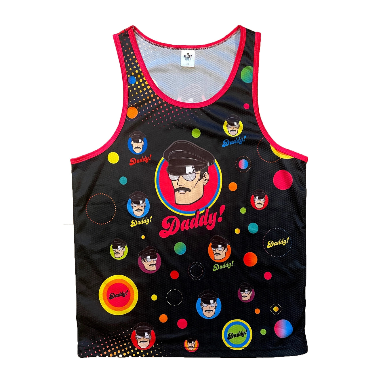 Peachy Kings Disco Daddy Mesh Tank Top for Men - Black Breathable Party Shirt for Concerts, Festivals & Nightclubs