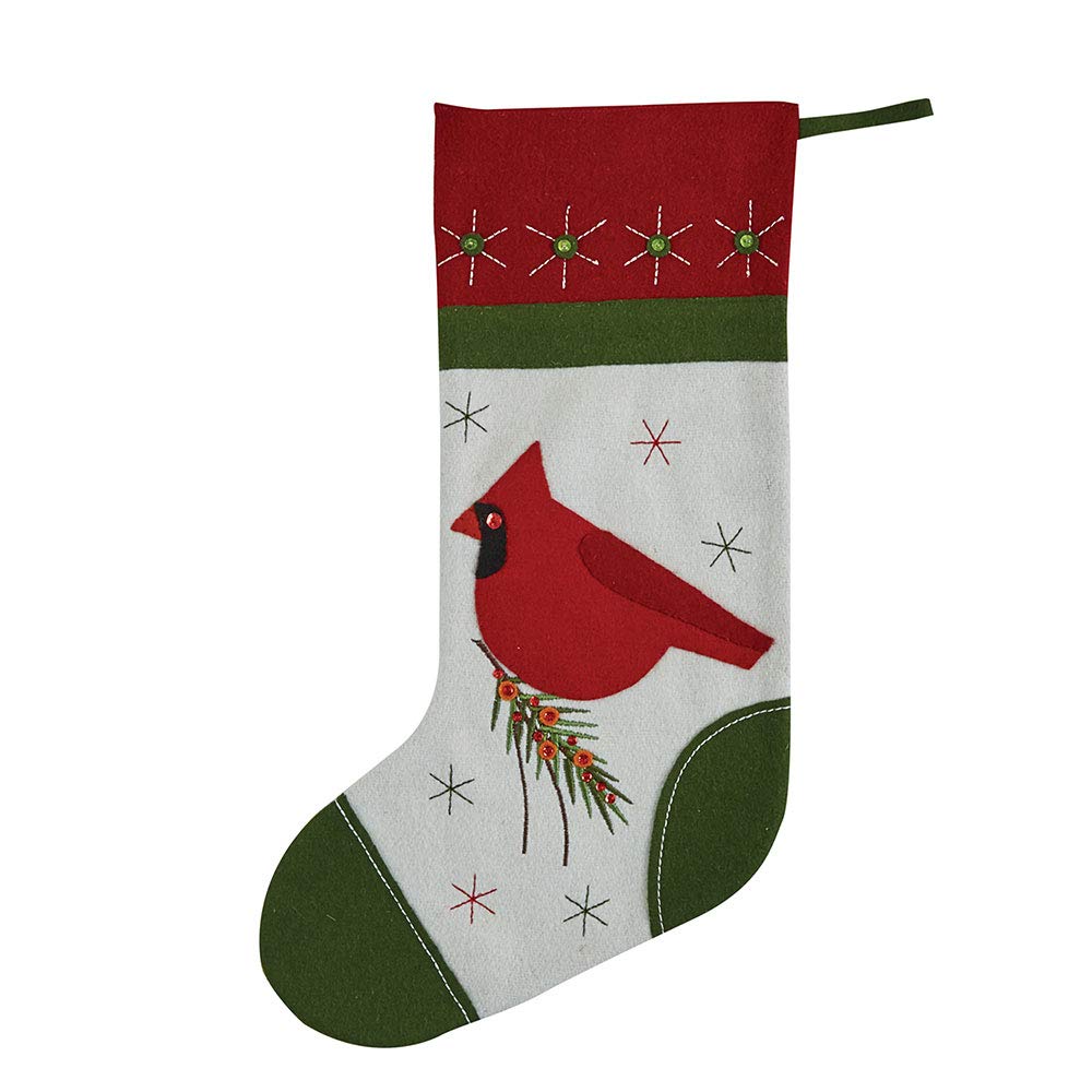 Cardinal Felt Stocking - Christmas Decor for Fireplace & Gifts