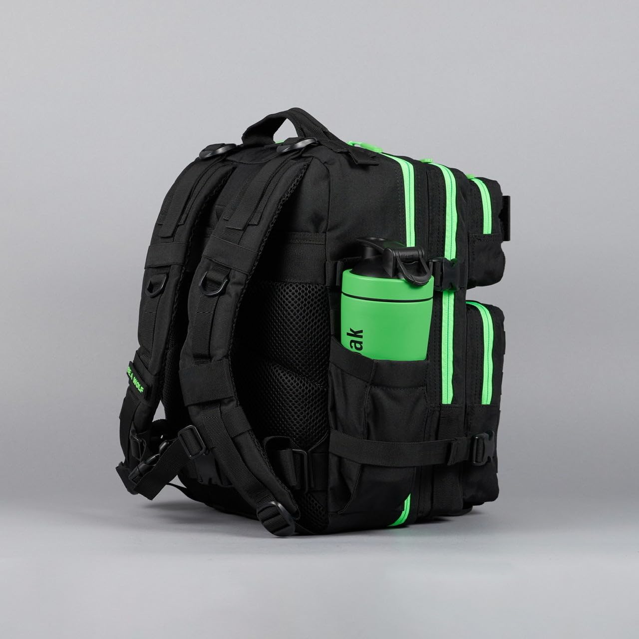 WOLFpak 25L Tactical Backpack - Durable Waterproof Hiking Backpack for Men & Women (Black Neon Green) - Perfect for Outdoor Adventures, Travel & Daily Commute