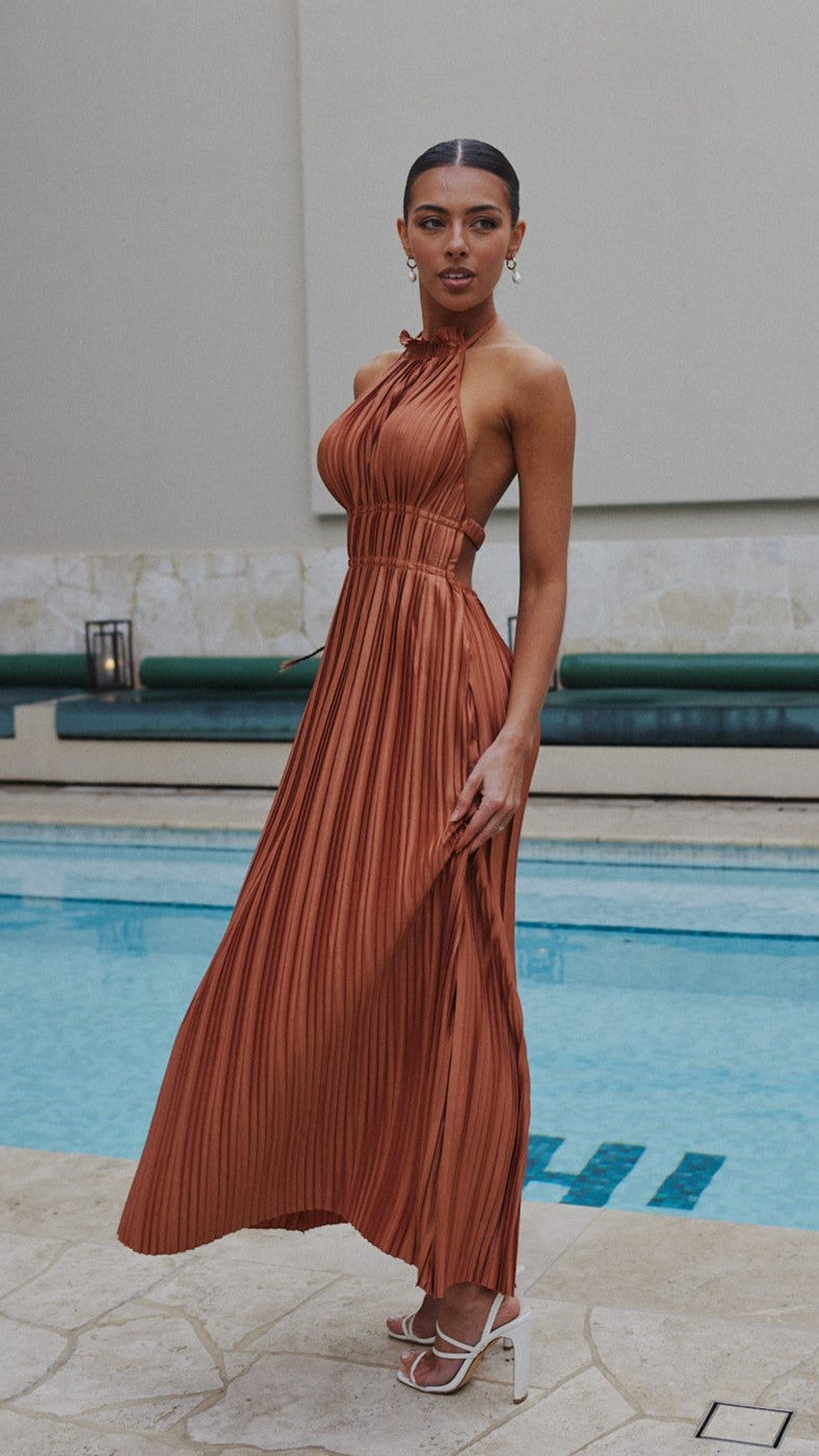 Frances Women's Maxi Dress in Chocolate Brown - Elegant & Comfortable Long Dress for Casual Wear, Beach, Parties & Special Occasions