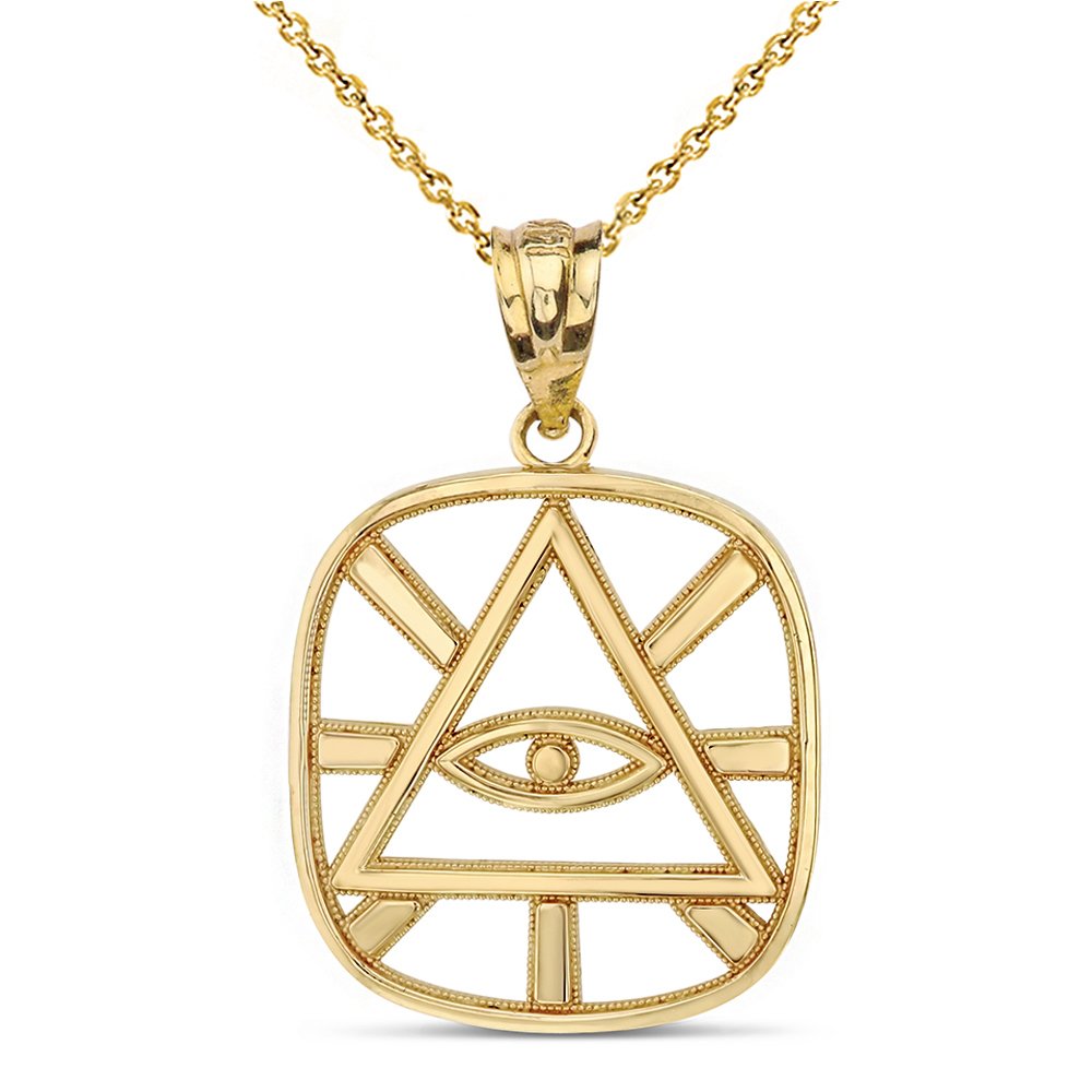 10K Gold Open Design Triangle Eye of Providence Necklace - Illuminati All Seeing Eye Pendant for Women - Perfect for Gifts, Spiritual Protection & Fashion Accessories