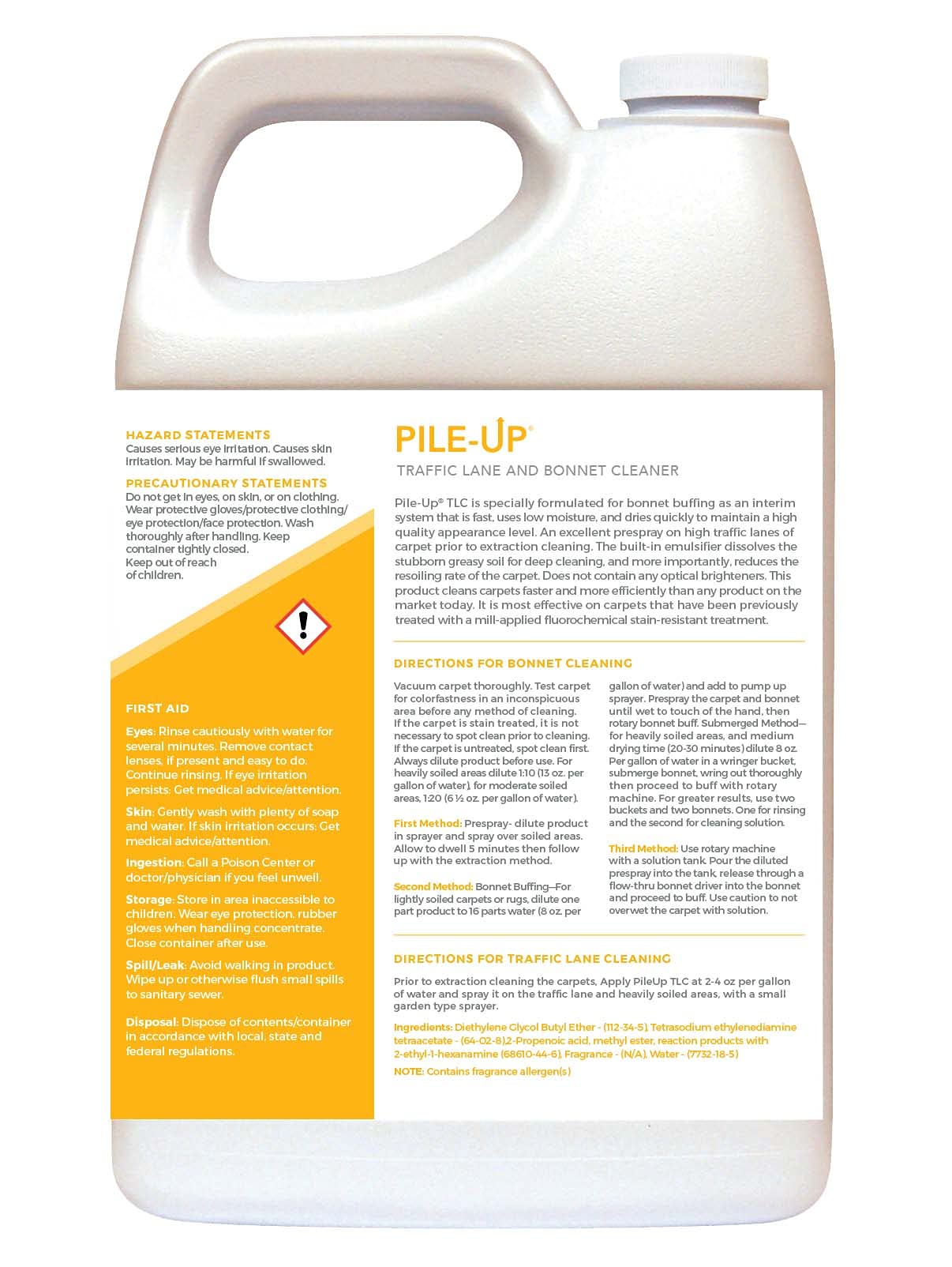 PileUp TLC Traffic Lane & Hood Cleaner - Super Concentrated 8oz/Gal (4 Gallons Case) - Heavy Duty Degreaser for Driveways, Parking Lots & Industrial Areas