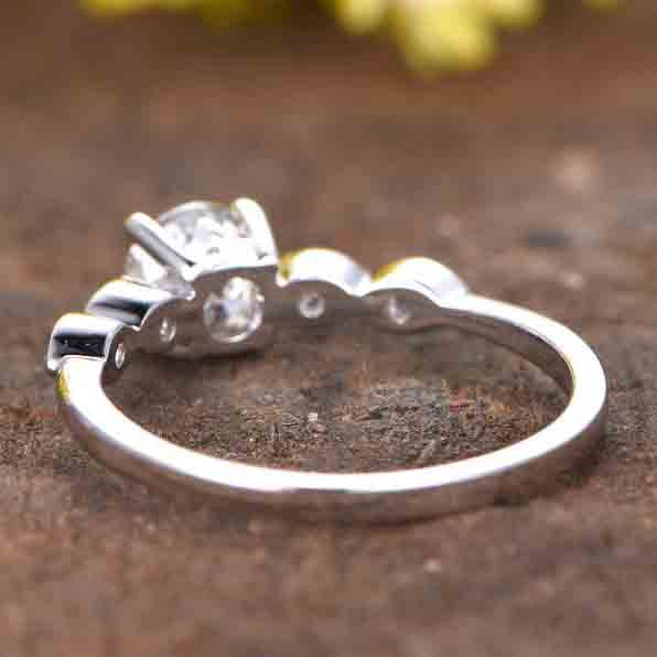 0.5 Carat Round White Opal Engagement Ring with Diamond Accent - Classic Vintage Style for Wedding, Proposal & Anniversary Gifts