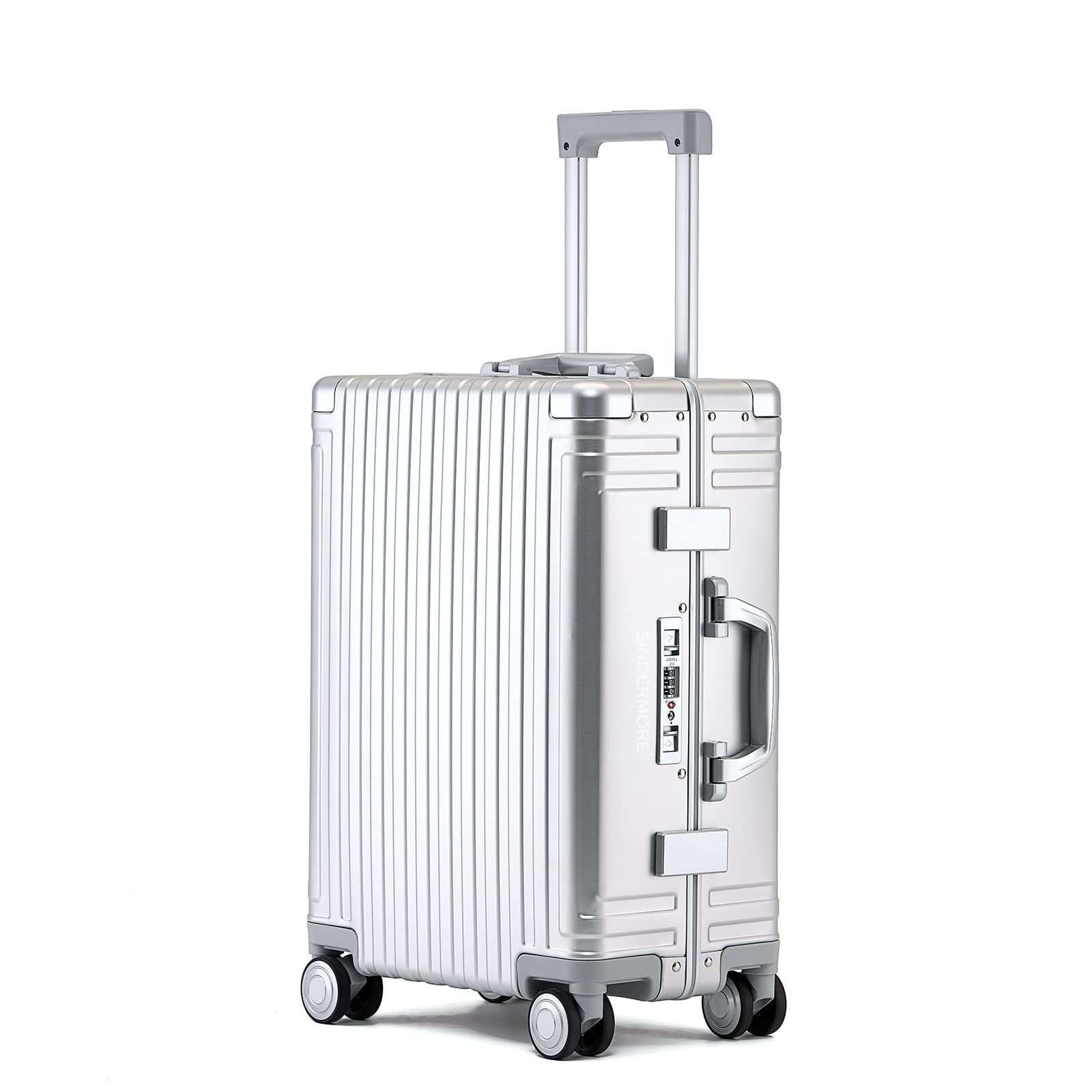20 Inch Aluminum Carry On Luggage - Lightweight Silver Hardshell Suitcase with Spinner Wheels, TSA Lock | Perfect for Air Travel, Business Trips & Weekend Getaways