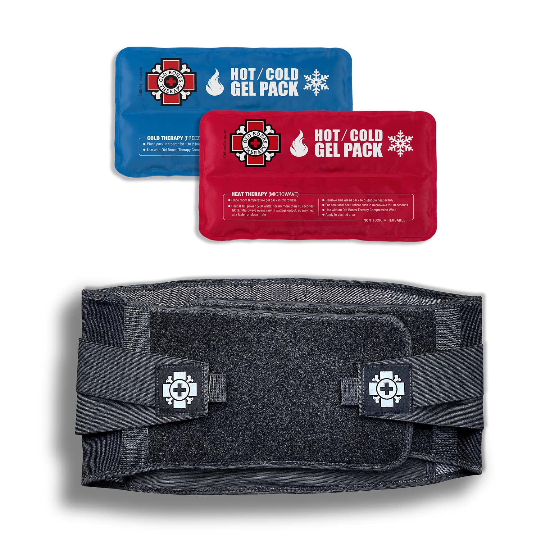 Old Bones Therapy Lower Back Brace with Adjustable Straps & Hot/Cold Gel Packs - Lumbar Support Belt for Sciatica, Herniated Disc & Back Pain Relief (L/XL, Fits 34-43