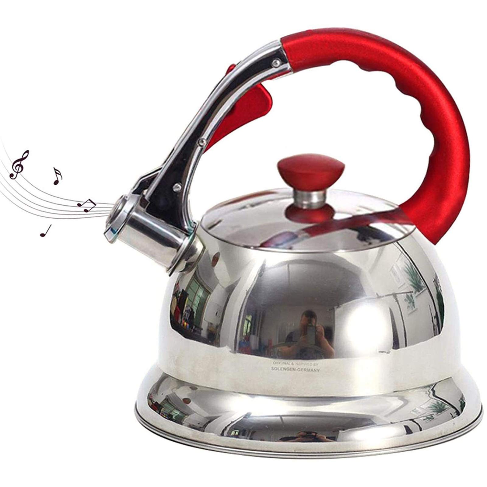 Premium Stainless Steel Whistling Tea Kettle with Elegant Flute Spout - Perfect for Stovetop Brewing, Home Kitchen & Gift Giving