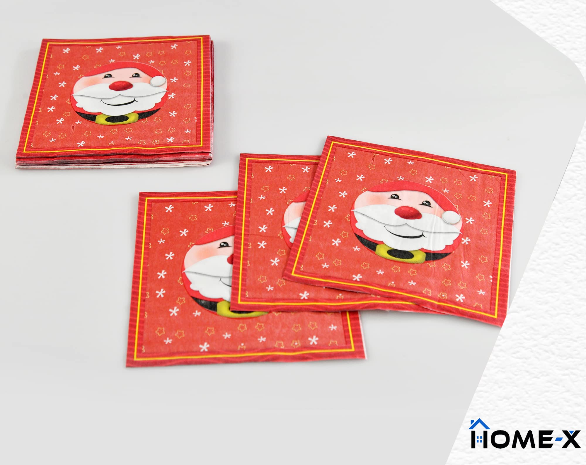 Santa Christmas Paper Napkins - 48 Pack Red Holiday Disposable Napkins 6.5 Inch for Xmas Party, Buffet, Cocktail & Dinner | Cute Festive Tableware for Luncheon, Home Decor & Gift Wrapping