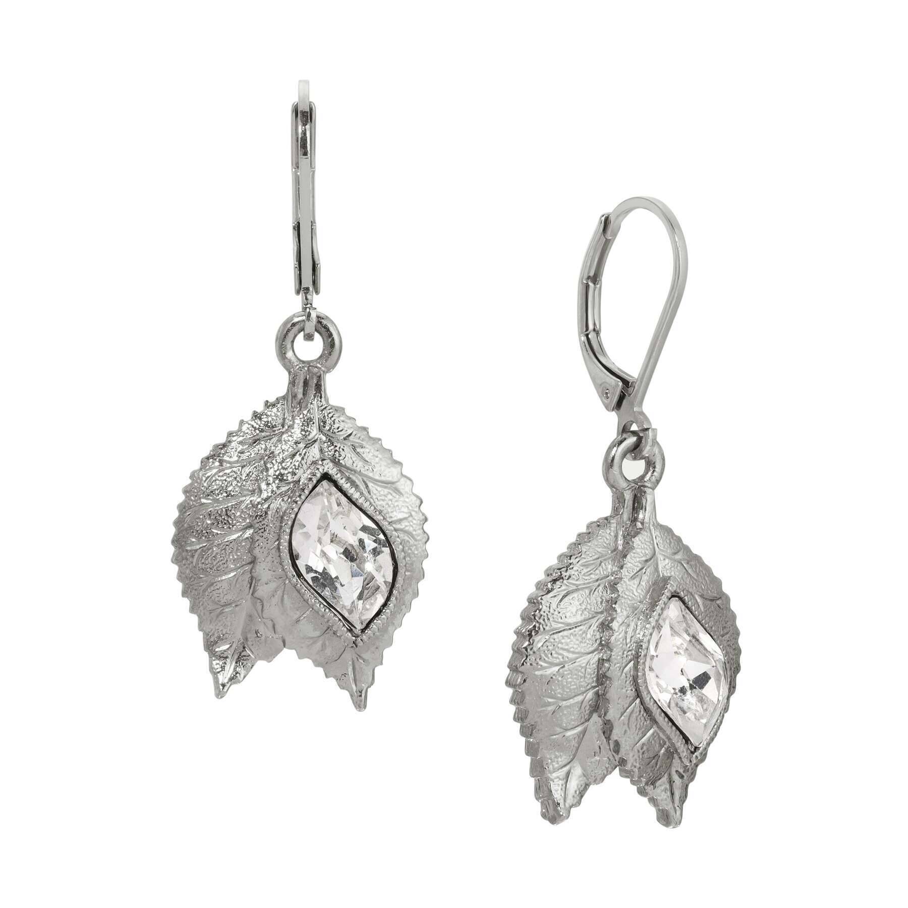 1928 Jewelry Autumn Leaves Austrian Crystal Drop Earrings - Elegant Dangling Earrings for Women, Perfect for Weddings, Parties & Evening Events
