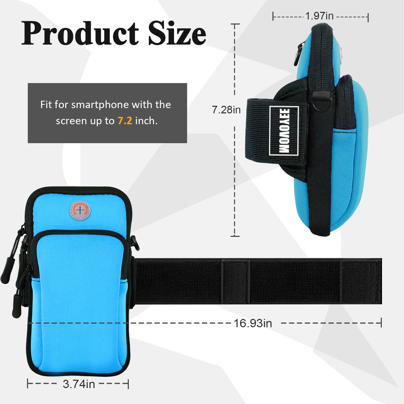 Running Armband Phone Holder for iPhone 15 14 13 12 Pro Max & Galaxy S24 S23 - Adjustable Crossbody Pouch for Women Men Kids - Perfect for Jogging, Gym Workouts & Outdoor Activities