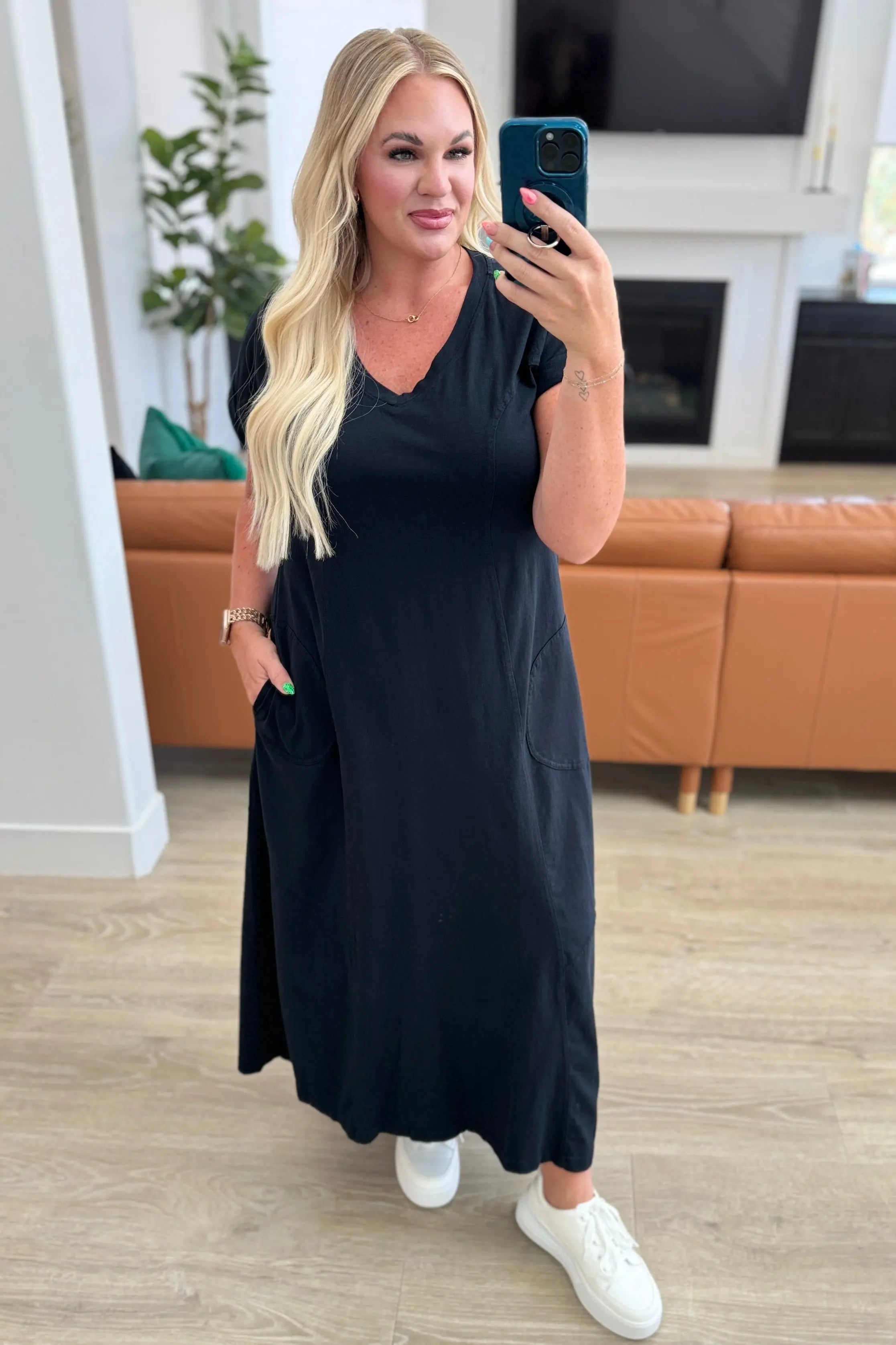 Modern Maritime Shift Maxi Dress in Black | Flowy Beach Cover Up & Summer Vacation Outfit