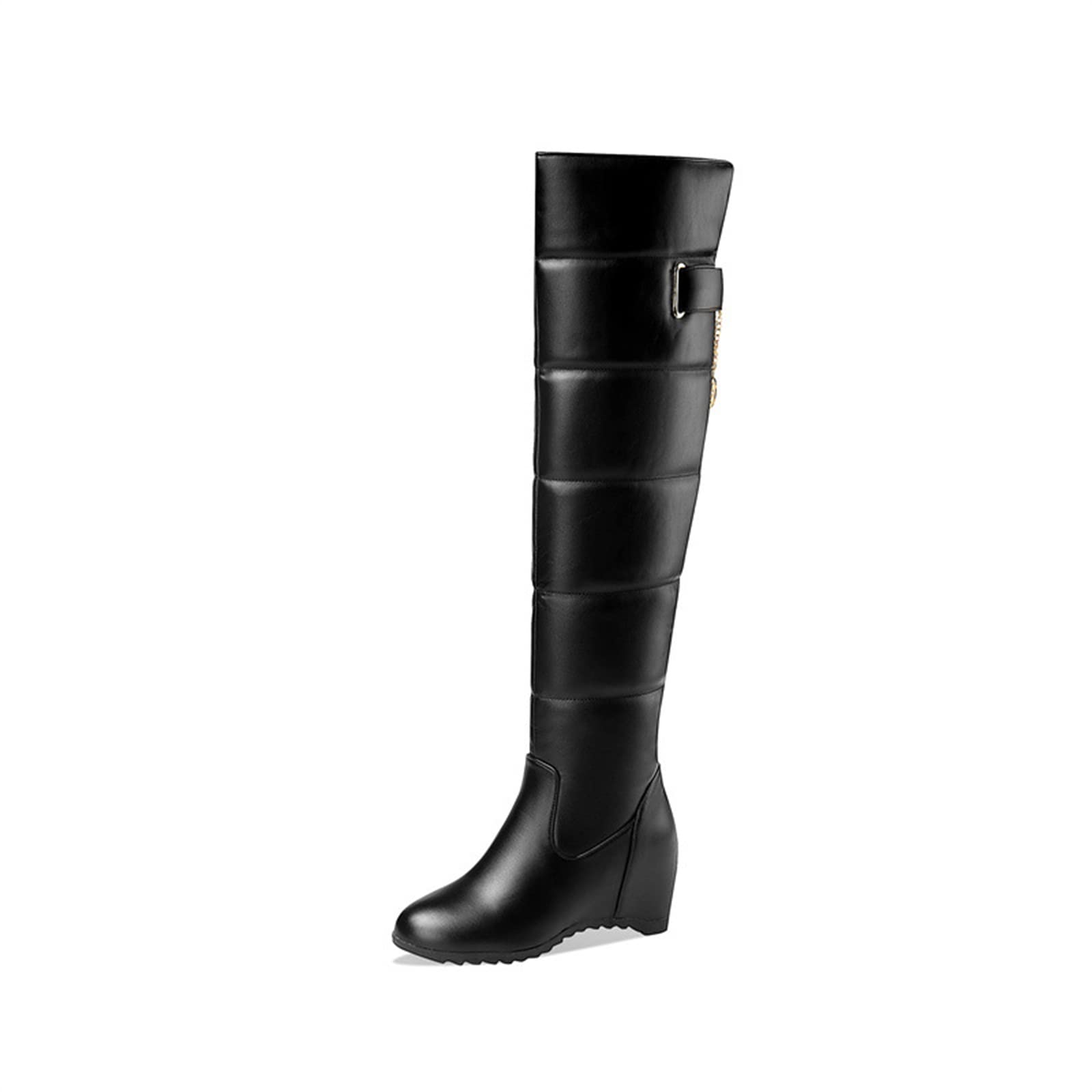 MTETM Women's Fashion Over The Knee Winter Boots - Flat Wedge Heel Thigh High Boots Slip On Long Shoes for Cold Weather & Stylish Outfits