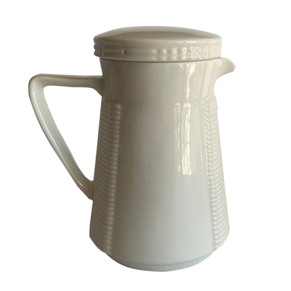 Angoily 550ML Glass Beverage Pitcher - White Ceramic Water Pitcher with Lid & Handle for Hot or Cold Drinks | Perfect for Iced Tea, Lemonade, and Party Serving | Durable Drinkware for Home, Office & Restaurants