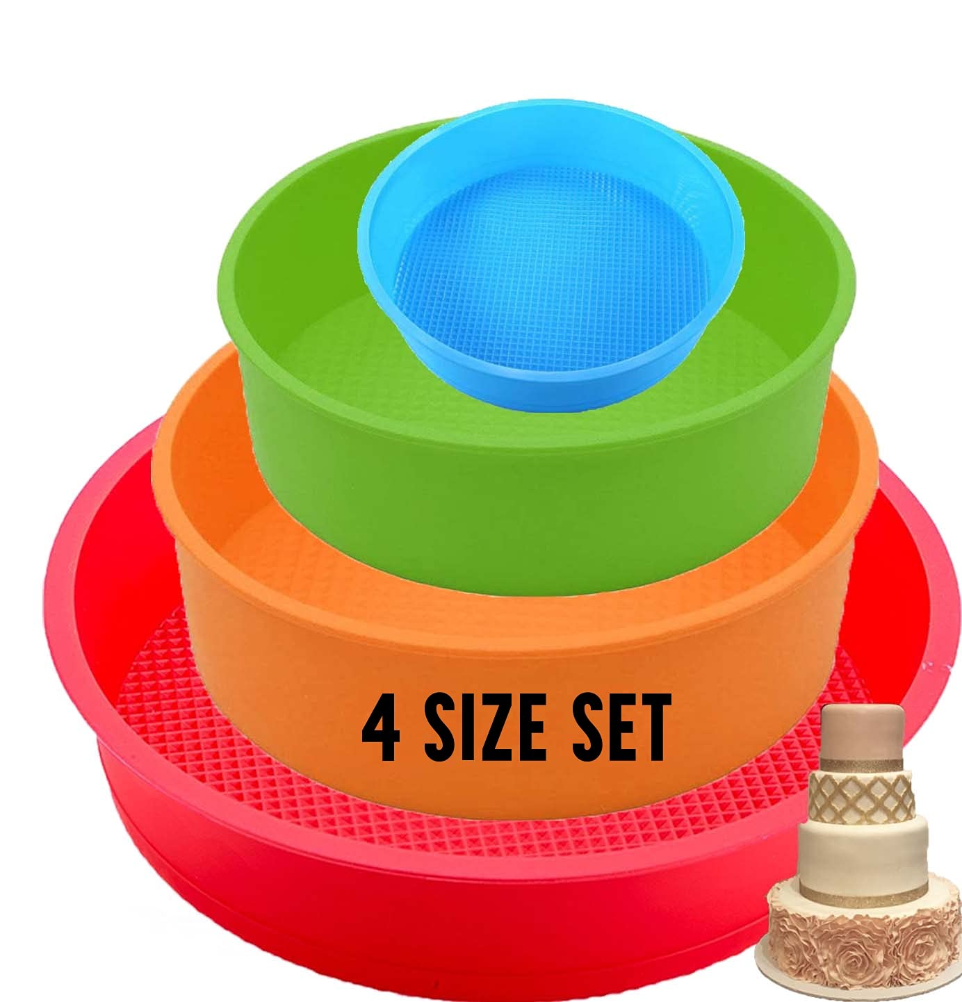 Premium Silicone Cake Mold Set - 6, 8, 9 & 10 Inch Round Baking Pans for Cakes, Pies & Desserts | Non-Stick, Oven Safe Bakeware for Home Bakers & Professional Chefs | Perfect for Birthday Cakes, Wedding Desserts & Holiday Baking