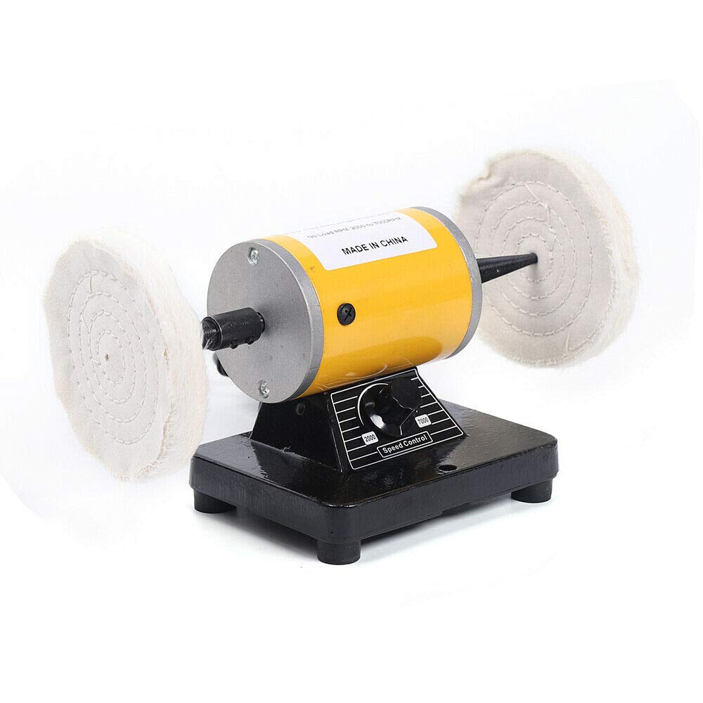 Professional Jewelry Polishing Buffing Machine - 200W 110V Mini Benchtop Gemstone Polisher with Variable Speed 2000-7000rpm for Jewelers, DIY Crafts & Rock Tumbling - Perfect for Home Workshops & Small Jewelry Businesses