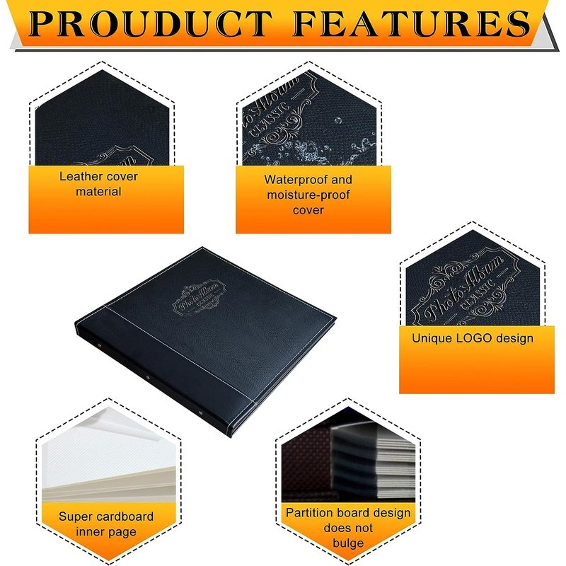 Premium Leather Photo Album with Magnetic Self-Stick Pages - Classic Scrapbook for Wedding, Baby, Family Memories & Travel Keepsakes