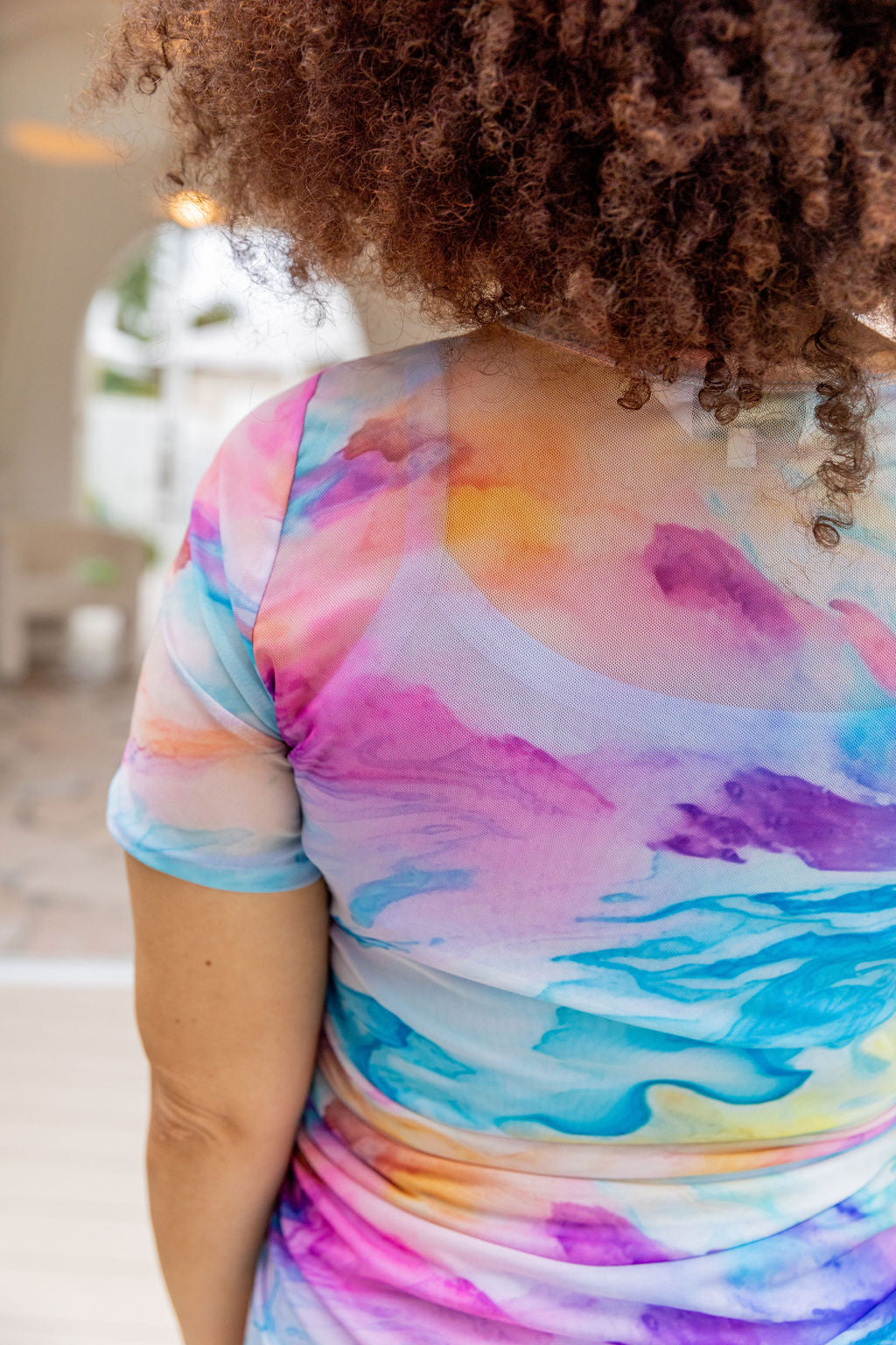 Darla Mesh Top for Women - Breathable Ocean Blue Summer Blouse | Perfect for Beach, Party & Casual Outfits